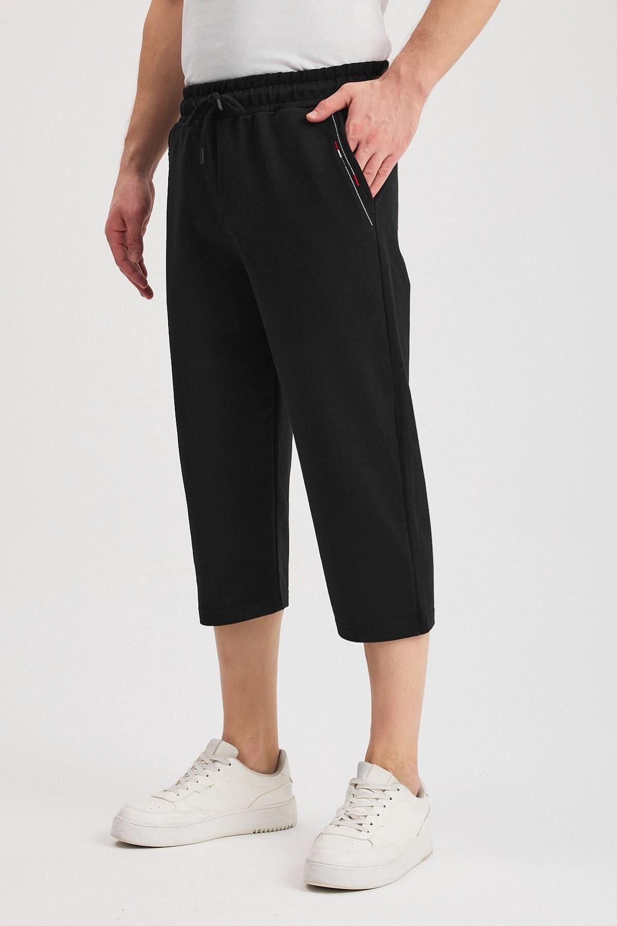 شورت رجالي طويل بجيوب باللون الأسود-أنثراسايت برمو...