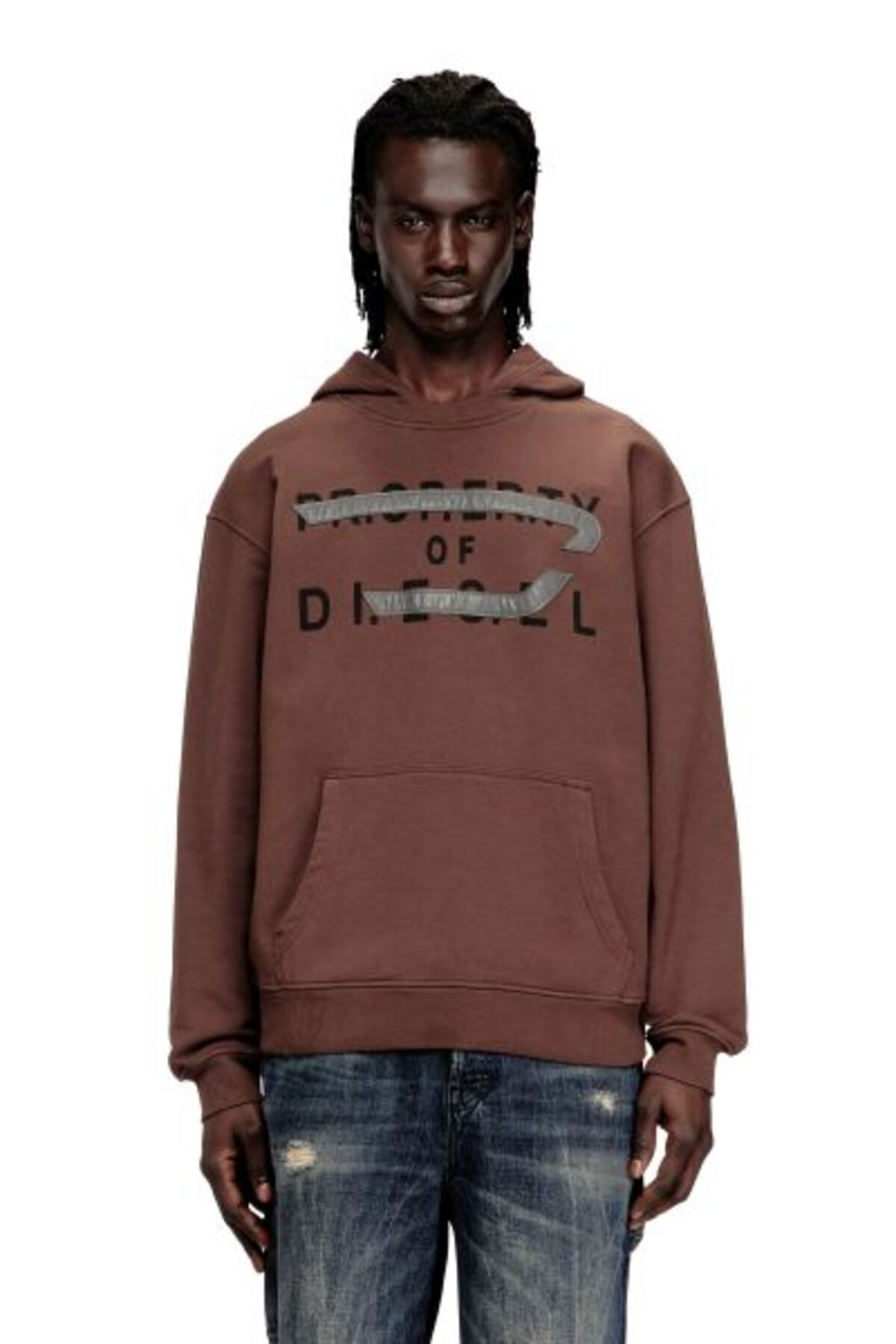 Diesel KAHVERENGİ BASKILI KAPÜŞONLU ERKEK SWEATSHIRT - Fiyatı