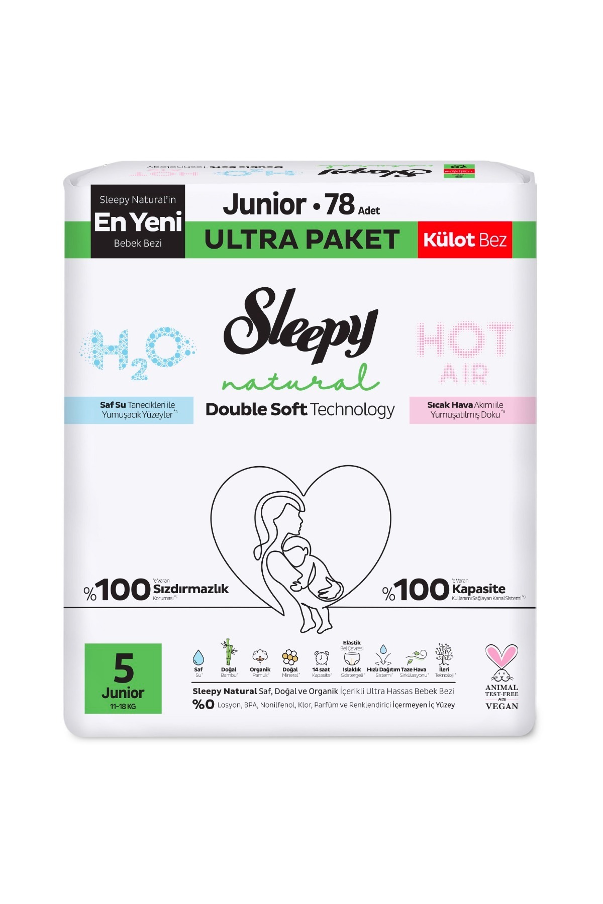 Sleepy Natural Double Soft Ultra Paket Külot Bez 5 Numara Junior 78 Adet fotoğrafı 2 (önizleme)