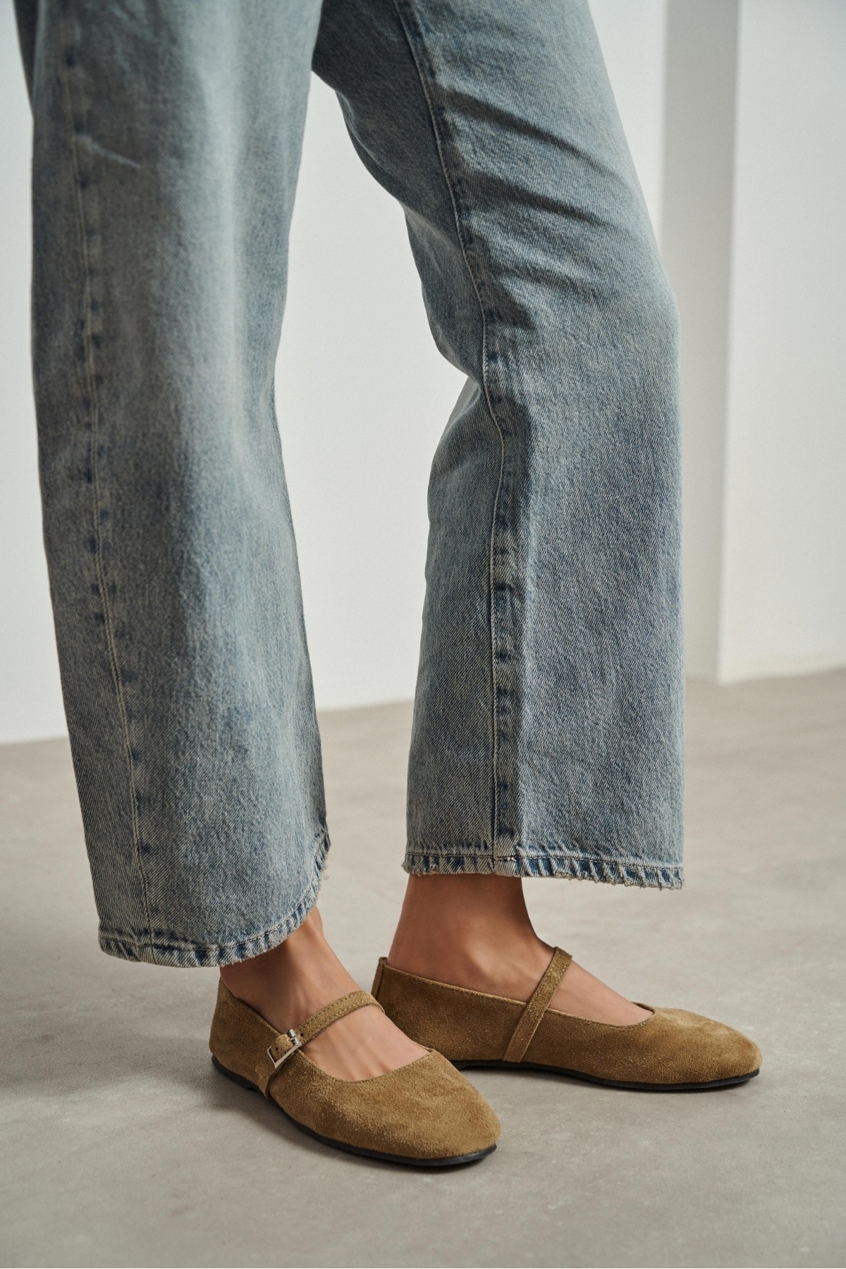 NİŞANTAŞI SHOES  Mono Rome Bej Hakiki Deri Toka Detay Düz Taban Kadın Babet - Görsel 4