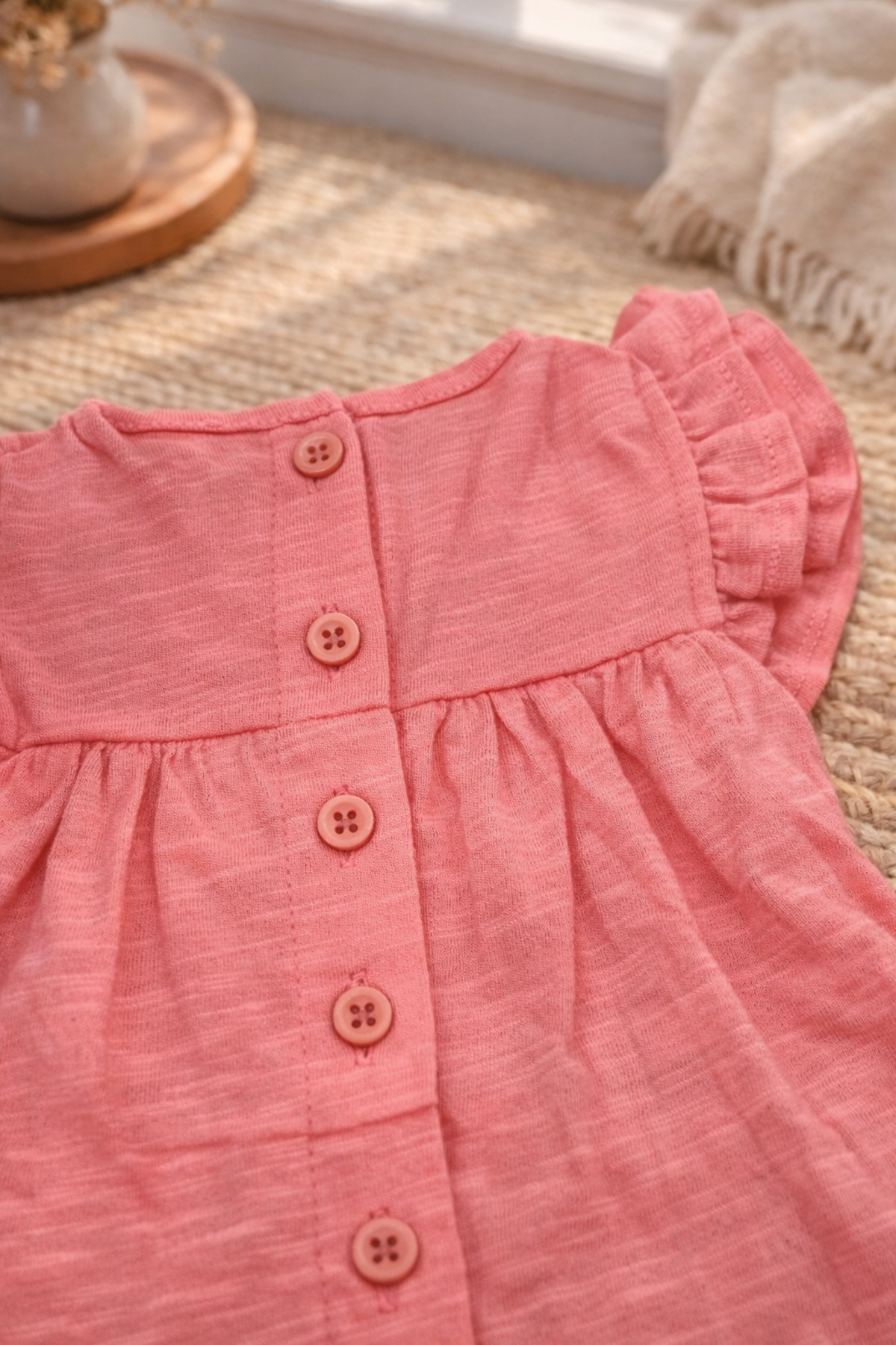 Uğur bebe CİGİT %100 Pamuk Nar çiçeği renk Kız Bebek TUNİK Elbise Nakışlı Yazlık Şık Rahat Günlük fotoğrafı 4 (önizleme)