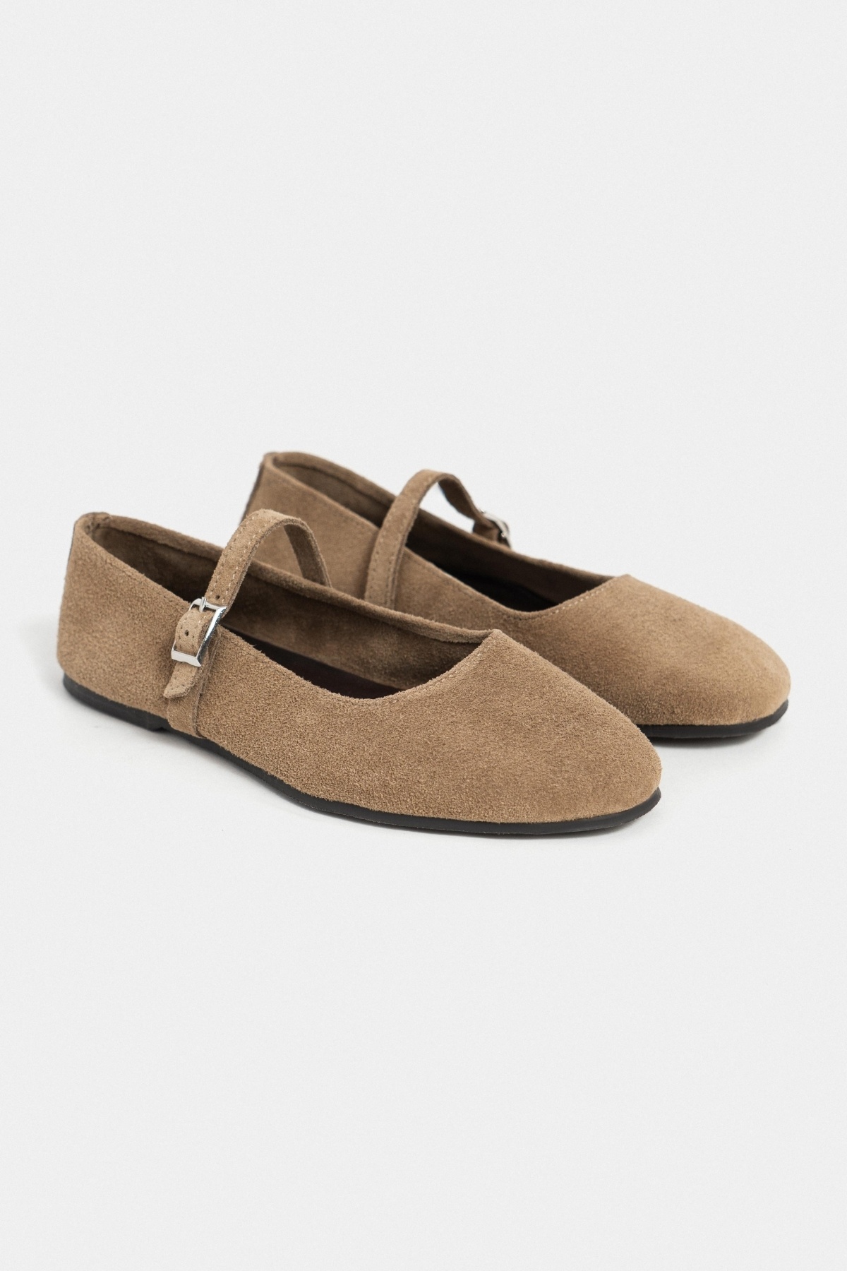 NİŞANTAŞI SHOES  Mono Rome Bej Hakiki Deri Toka Detay Düz Taban Kadın Babet - Görsel 5