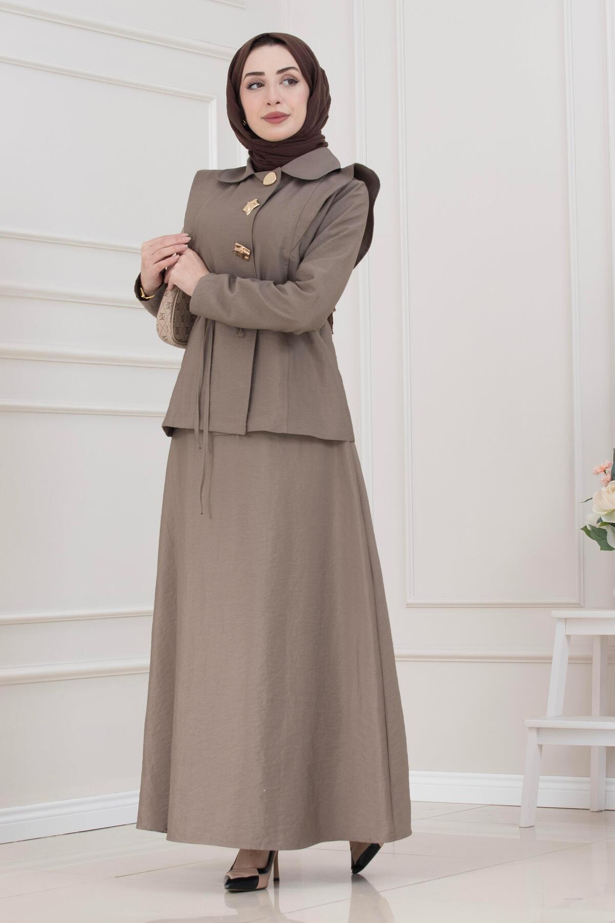 Sevitli Royal Skirted Double Bella Set-Mink