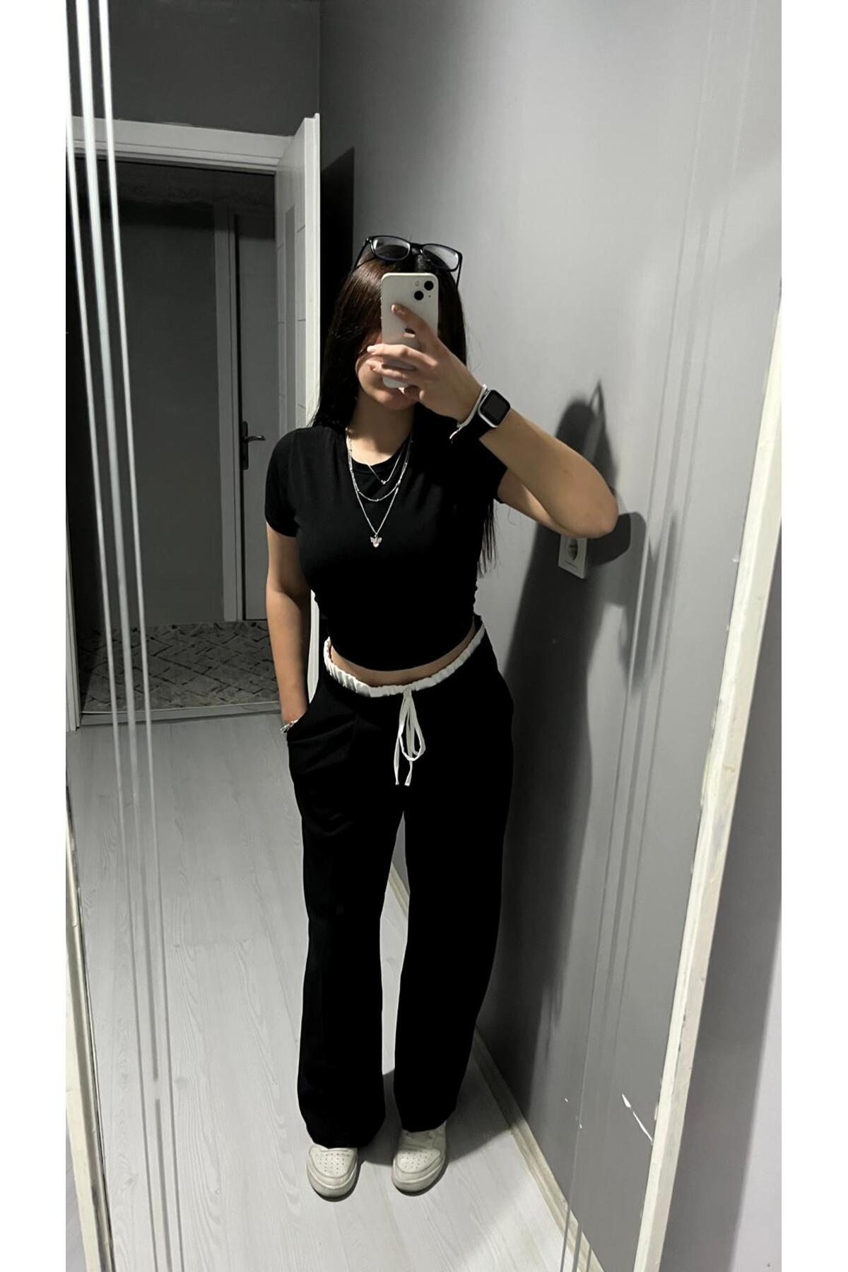 RosaCo  Wide Leg Çift Bel Pantolon - Görsel 4