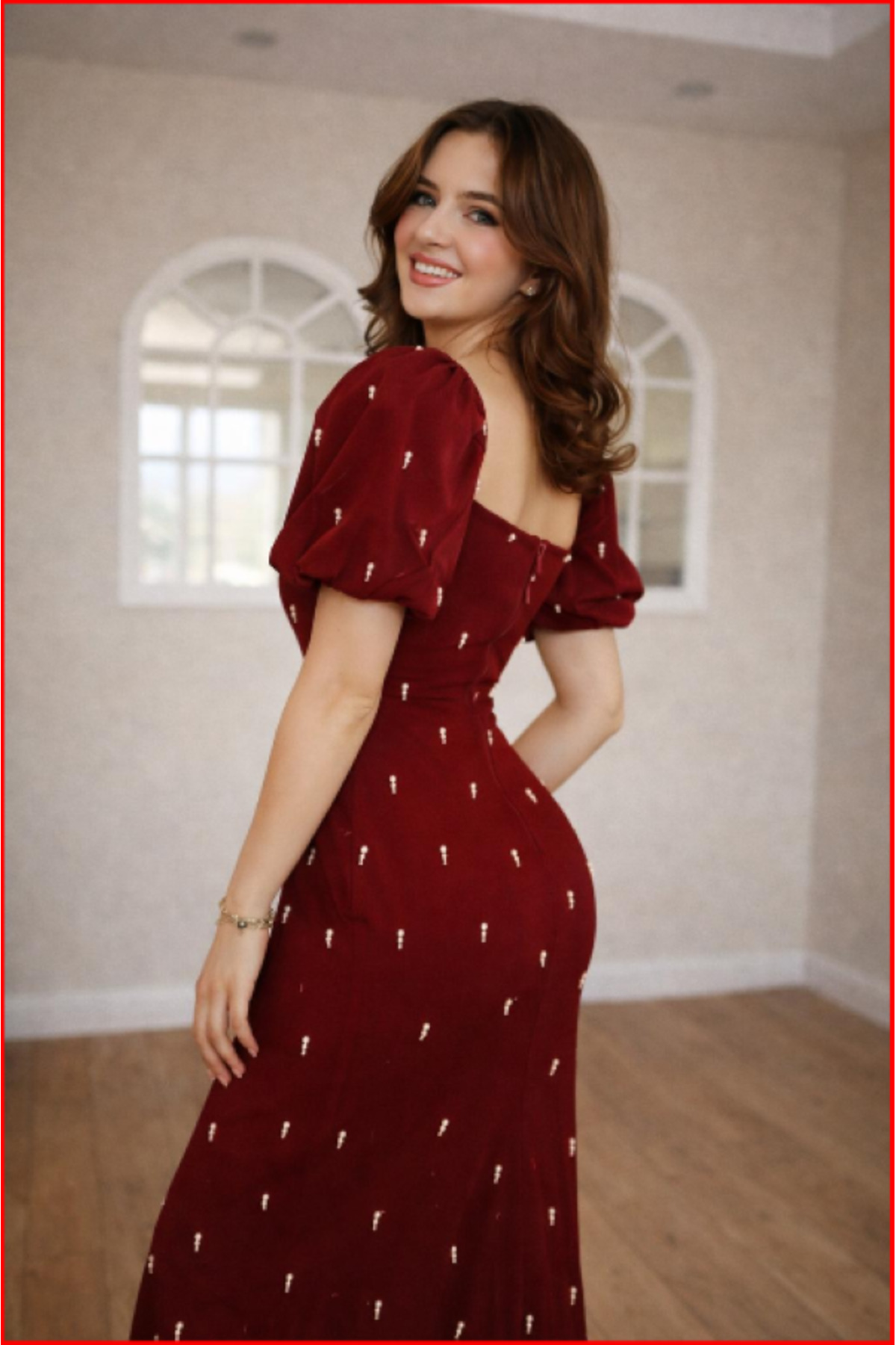 MOODMODA  Roselia Pearl Taş Detaylı Elbise - Görsel 6