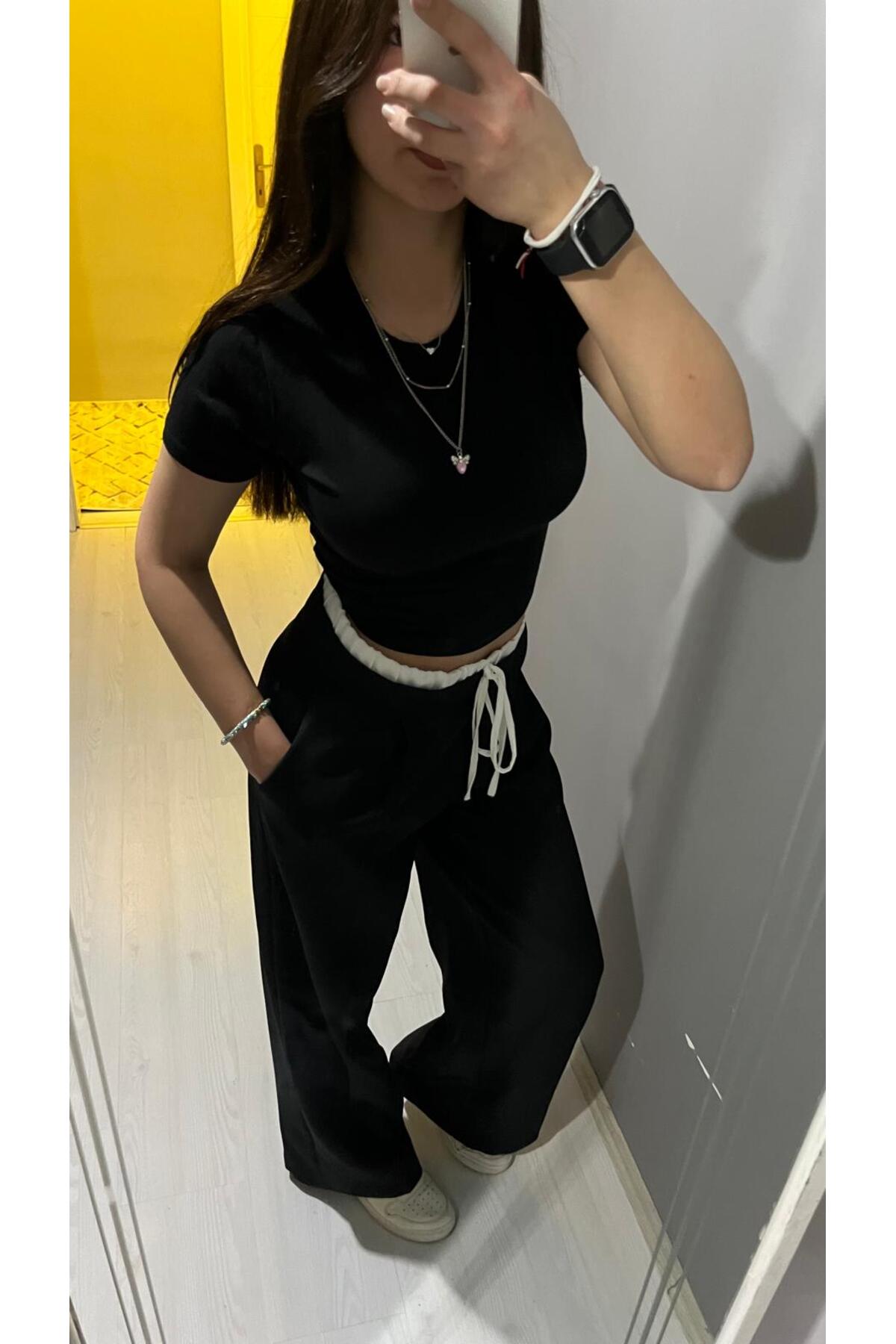 RosaCo  Wide Leg Çift Bel Pantolon - Görsel 3