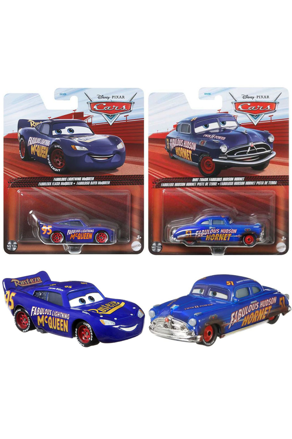 51 HUDSON HORNET ミニカー 2台セット Cars Disney Pixar - 2 Model Set - Fabulous Hudson Hornet