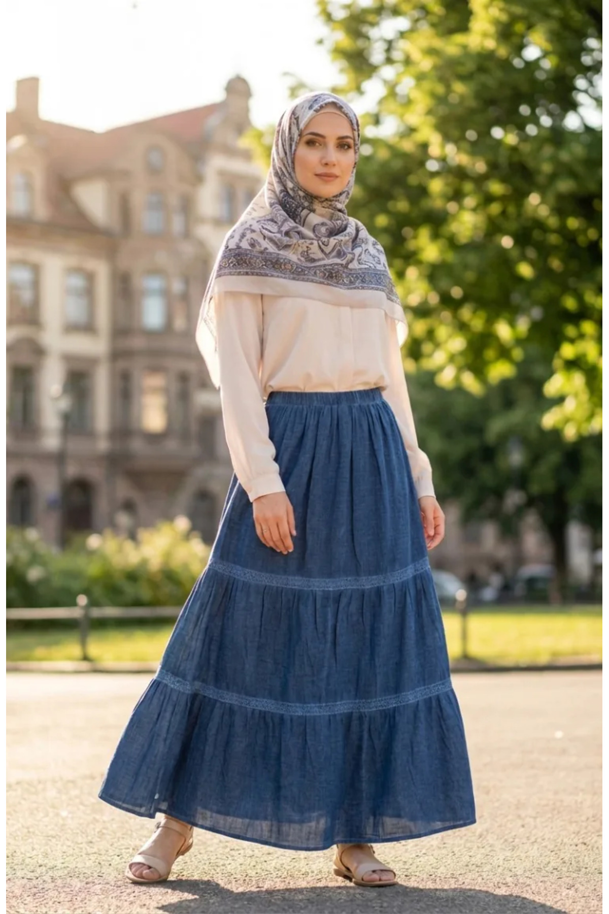 sefamerve  Otantik Etek Astarli 2017-03 İndigo - Görsel 3
