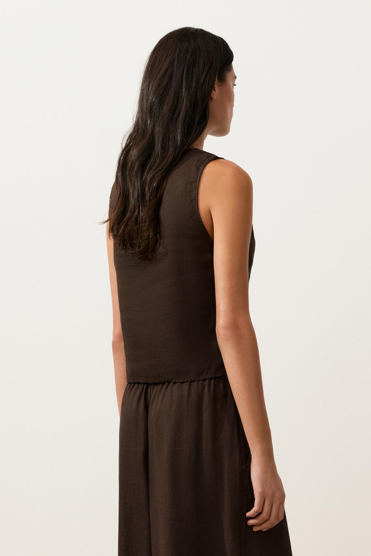 Oysho  %100 keten kruvaze Top - Görsel 5