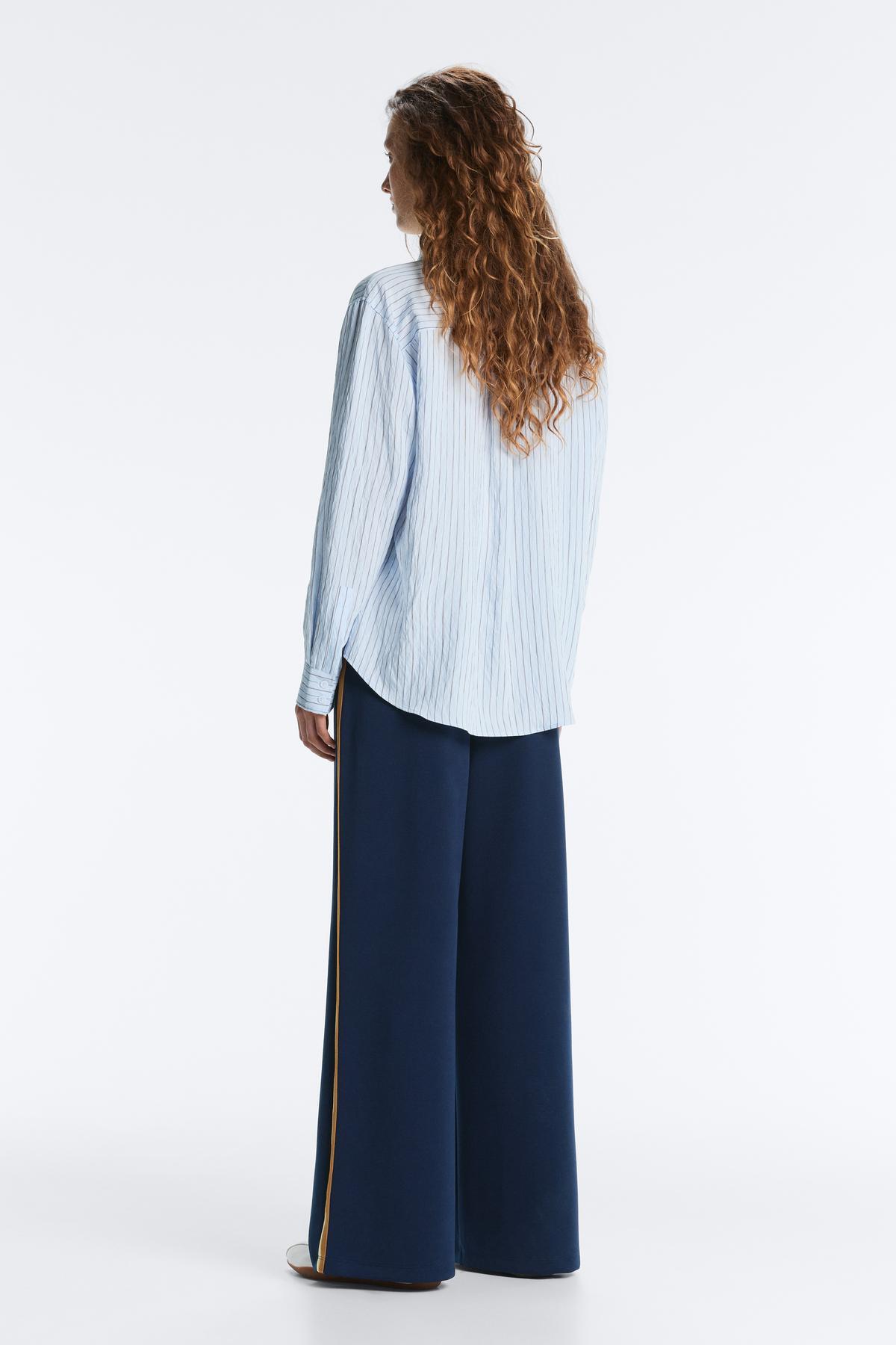 Oysho  Yan şeritli twill düz paça pantolon - Görsel 6