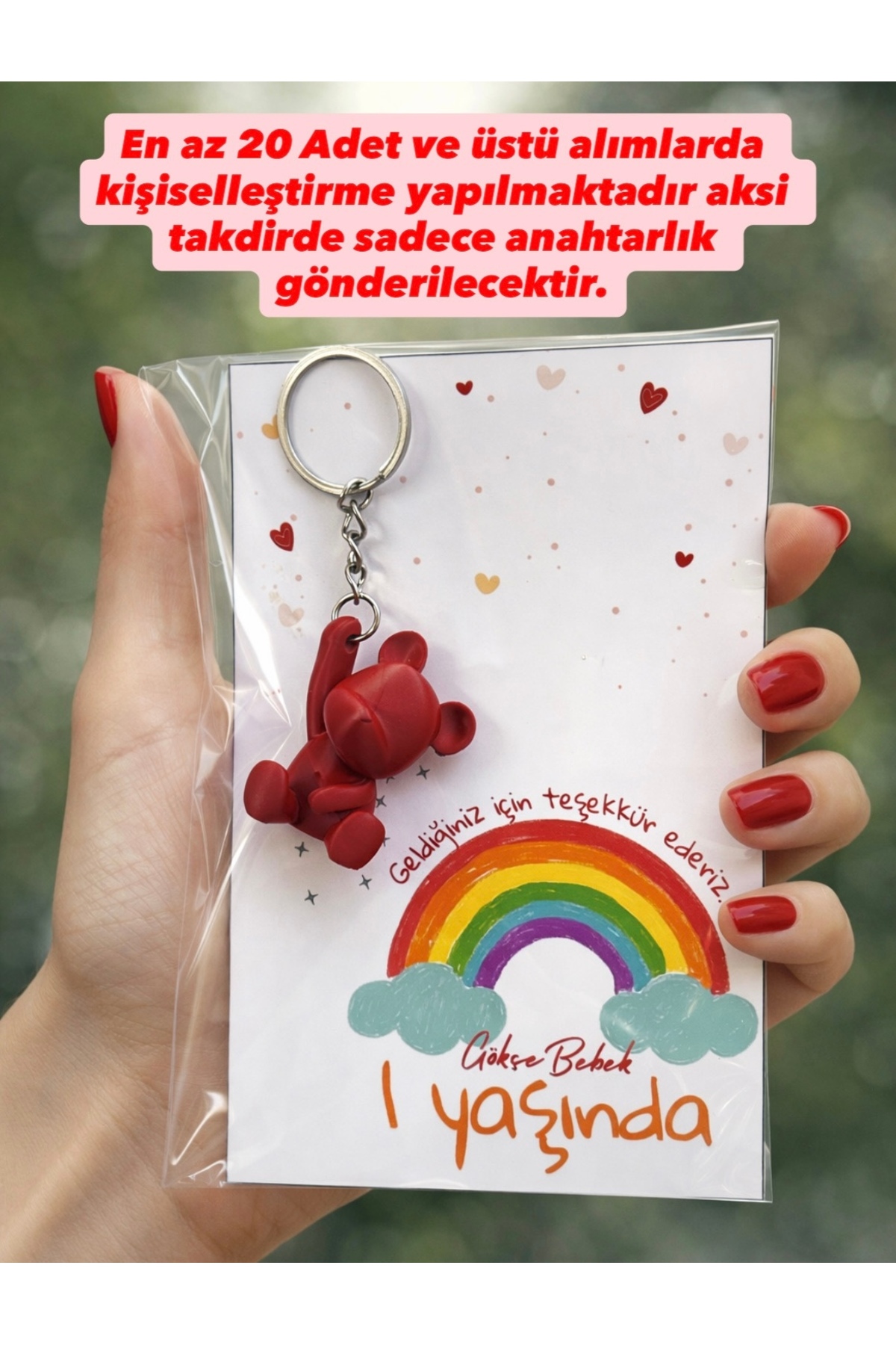 FİORE HEDİYELİK Bebek Hediyelik | 10 Adet Renkli Ayıcık Anahtarlık | 1 Yaş Doğum Günü | Parti Hediyeliği fotoğrafı 2 (önizleme)