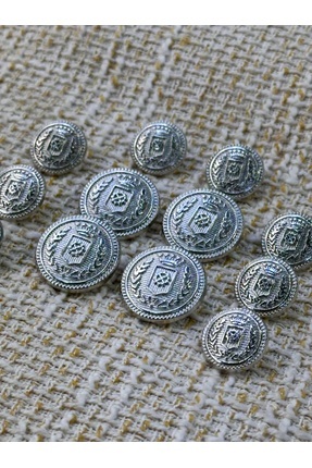 ODDA TASARIM ATÖLYESİ GÜMÜŞ RENK KRALİYET ARMA BLAZER CEKET DÜĞME SETİ (4 buy...