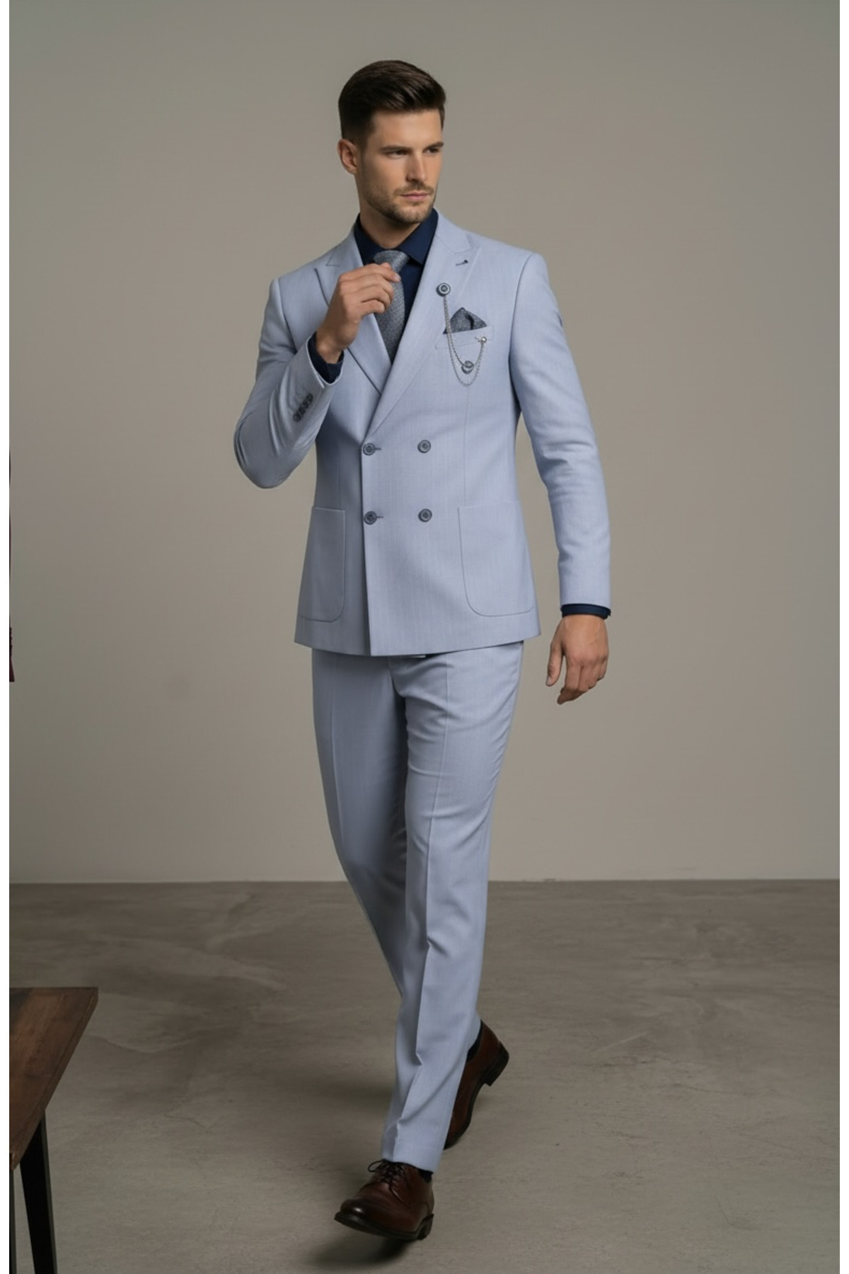 AtlasGiyim  Erkek Torba Cep Çizgili Kruvaze Takım Elbise (2026) - Görsel 2