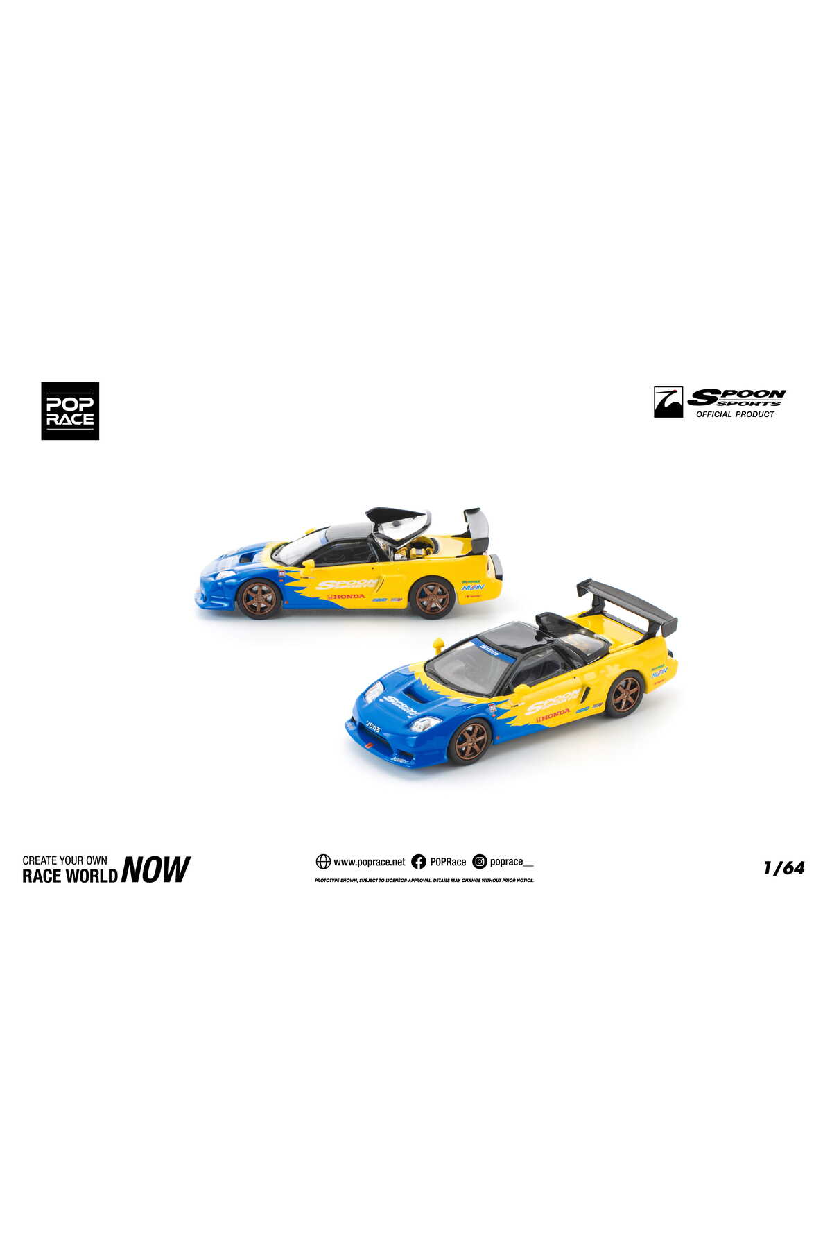 pop race 1 Pop Race Honda NSX-R GT Spoon Sports 1:64 Diecast Model