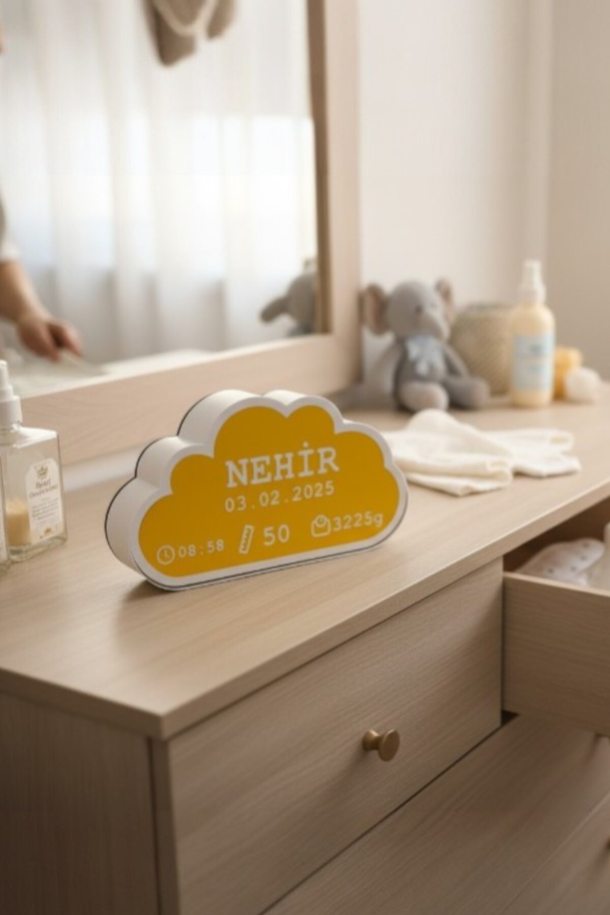 ProLaz Bebeğe Özel Gece Lambası Doğum Panosu İsme, Boya, Kilo ve Doğum Tarihine Özel 23x12 cm Hediyelik fotoğrafı 5 (önizleme)