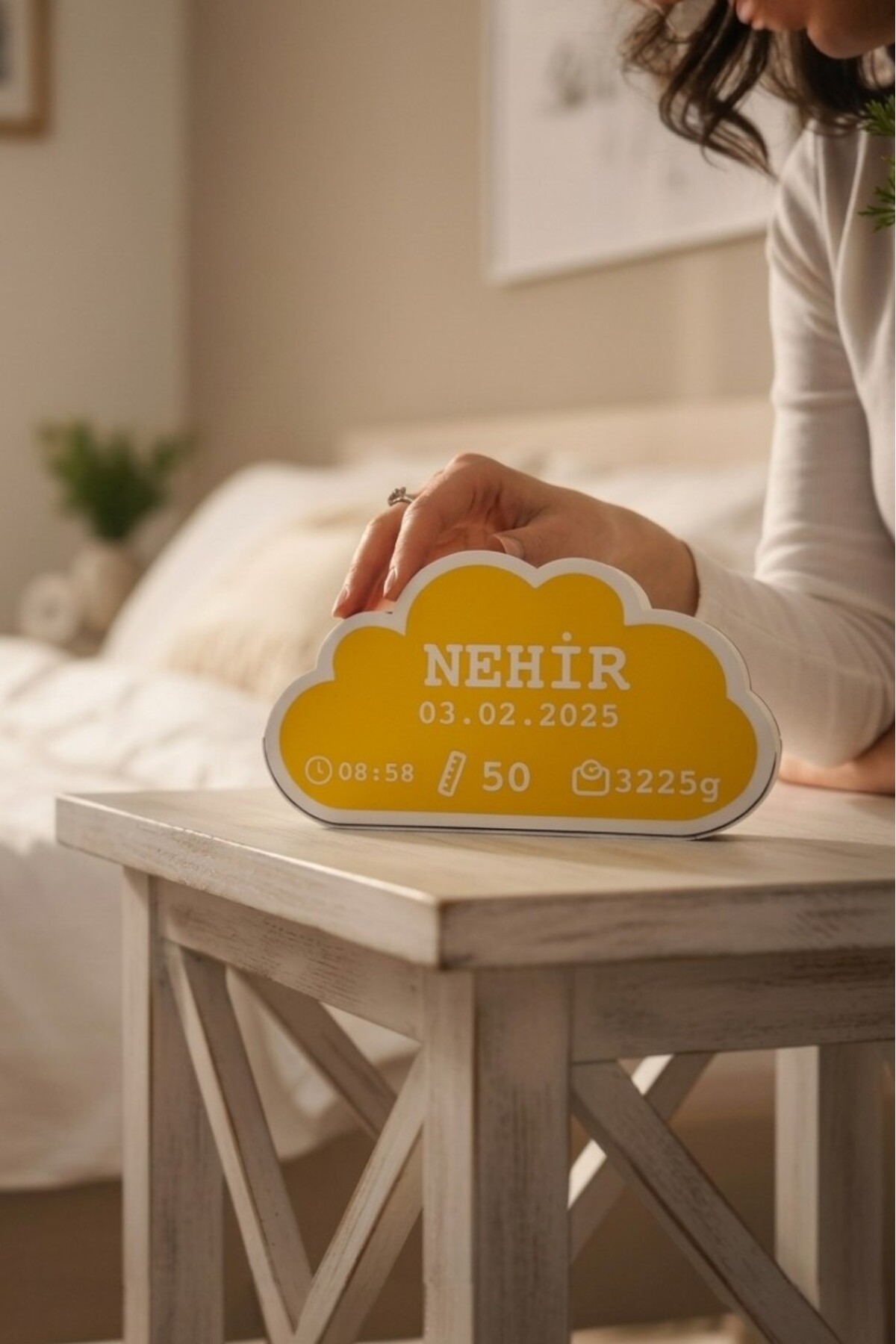 ProLaz Bebeğe Özel Gece Lambası Doğum Panosu İsme, Boya, Kilo ve Doğum Tarihine Özel 23x12 cm Hediyelik fotoğrafı 3 (önizleme)