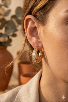 XUPING JEWELRY Kadın Gold Kaplama Baget Kesim Görünümlü Zirkon Taşlı Bombeli ...