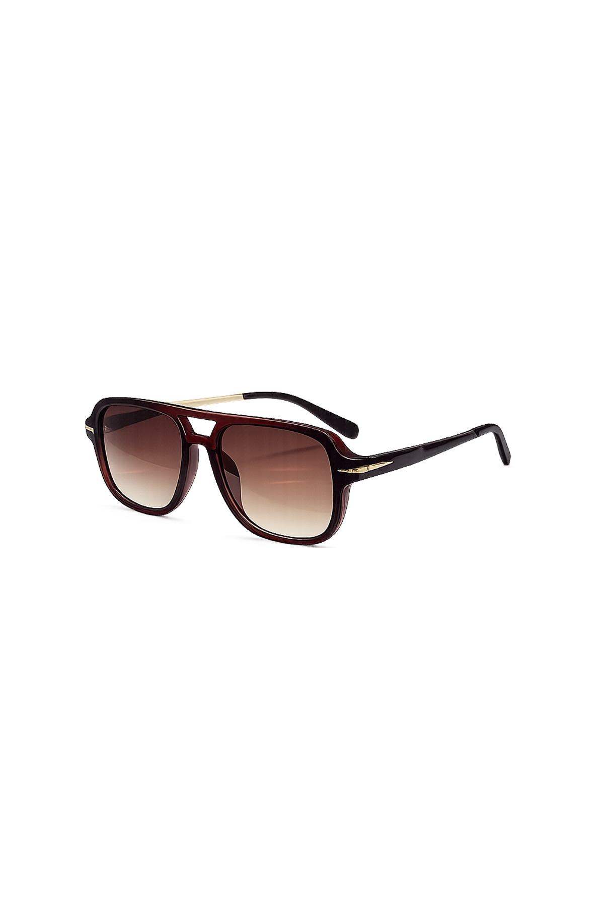 Toz Vintage Lorven Kahverengi Retro Pilot Kemik Çerçeve Gold