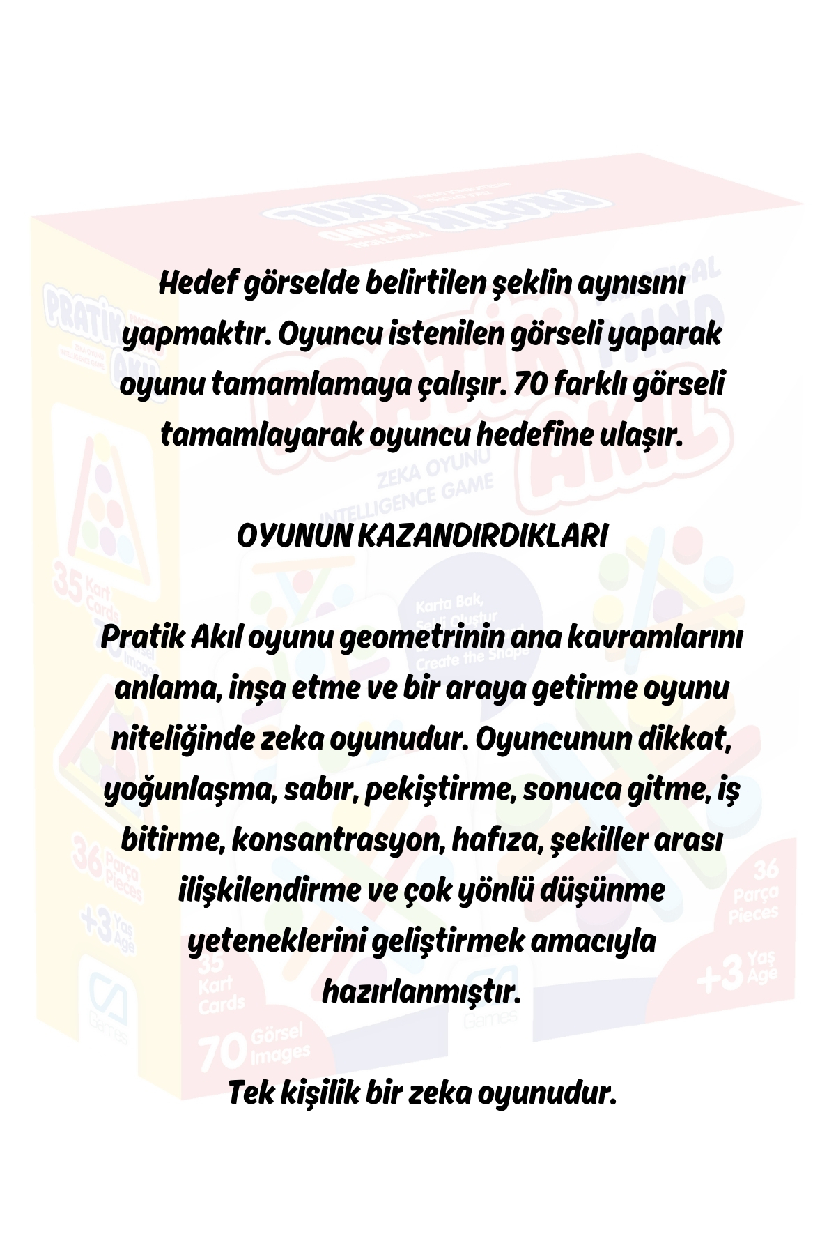 FeyzaDesign Pratik Akıl 3+ Yaş Çocuklar için 36 Parça Eğitimli Zeka Oyunu fotoğrafı 2 (önizleme)