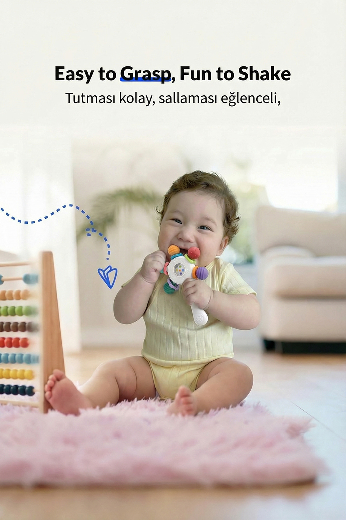 BBSKY Bebek Diş Kaşıyıcı Oyuncak , Montessori Duyusal Oyuncak, Silikon Dişlik, BPA İçermez fotoğrafı 3 (önizleme)