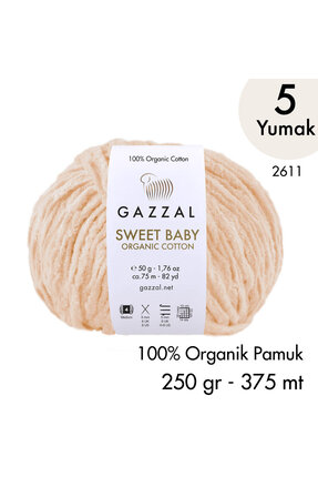 Gazzal Sweet Baby Organic Cotton 2611 El Örgü İpliği 250 gr