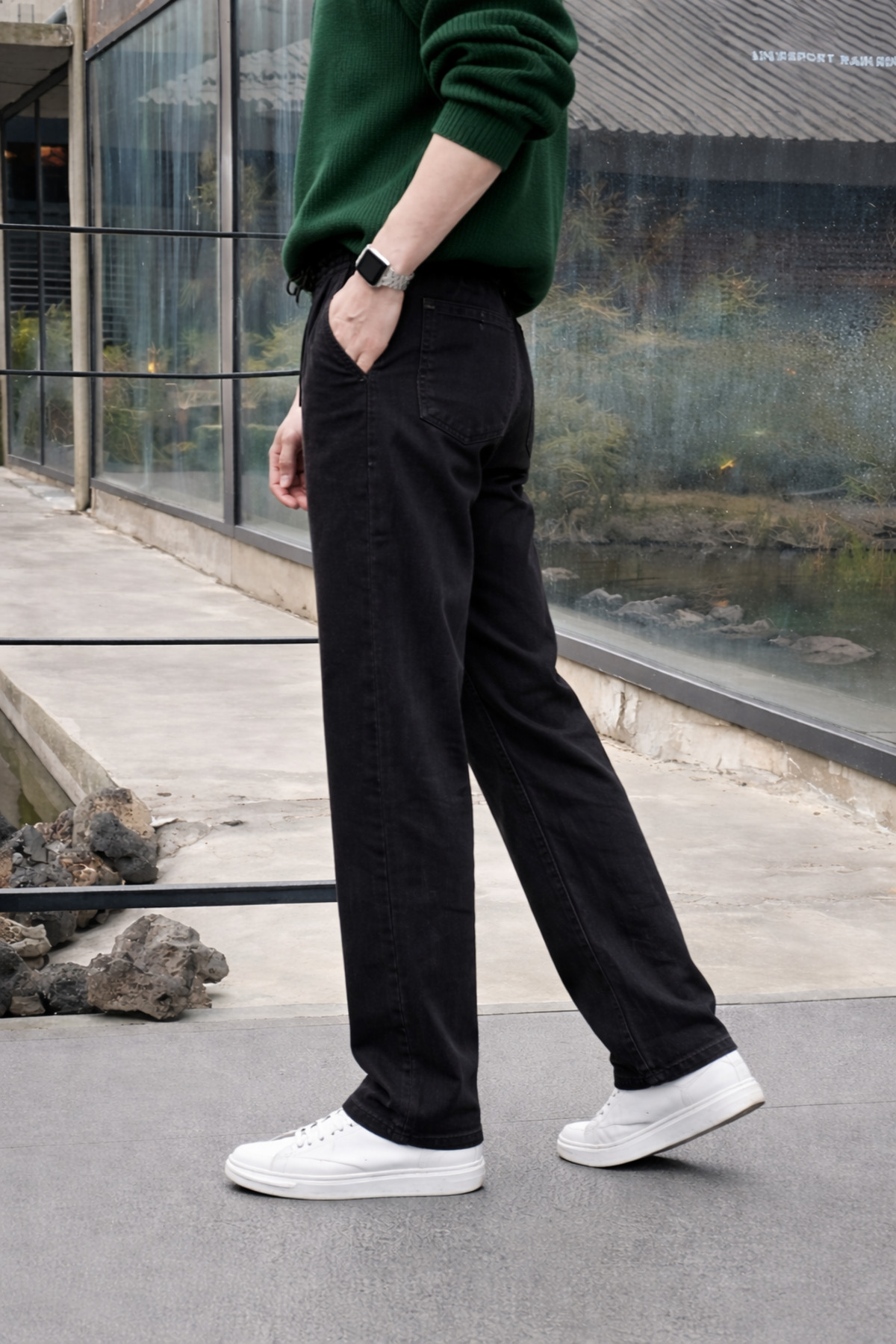 hacker Erkek Beli Lastikli Jogger Siyah Bol Paça Baggy Pantolon görsel 5