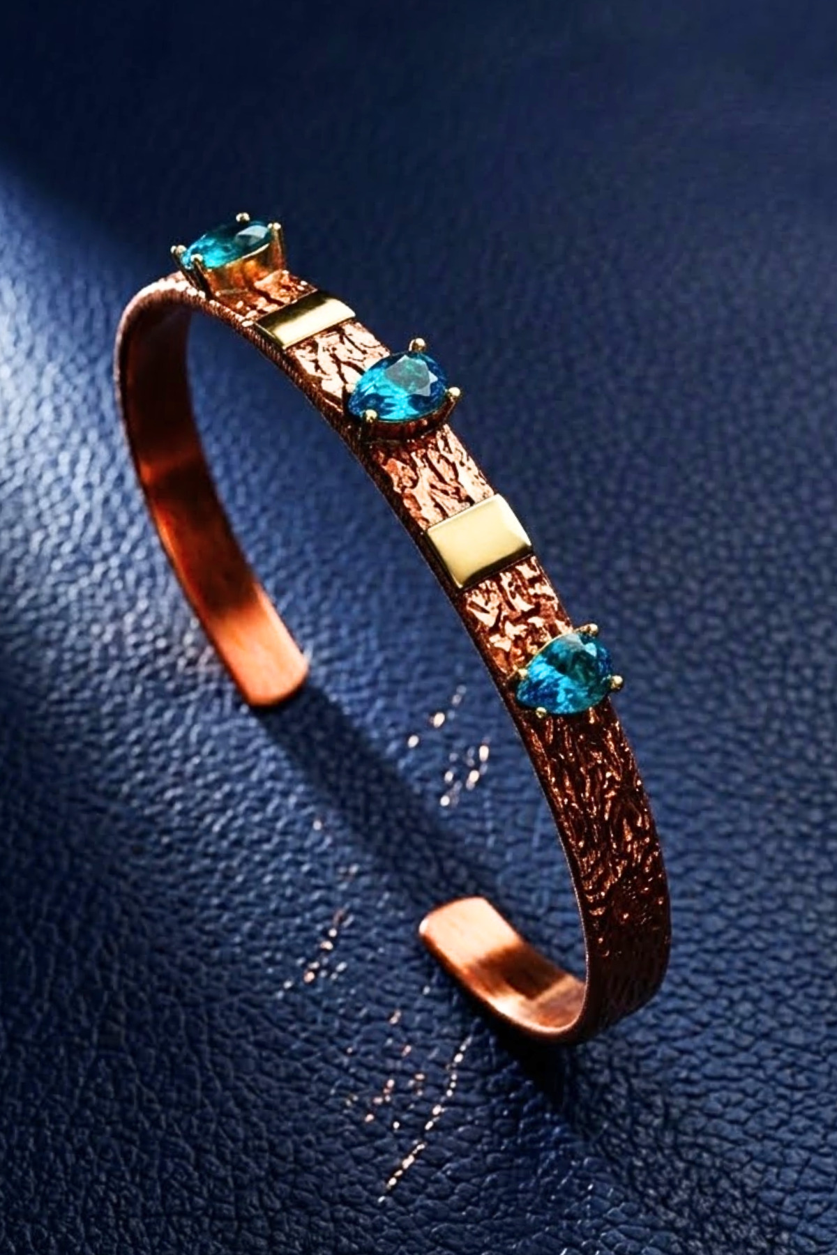 Women's Copper Bracelet Natural Aquamarine Lina Model Women's Copper Bracelet