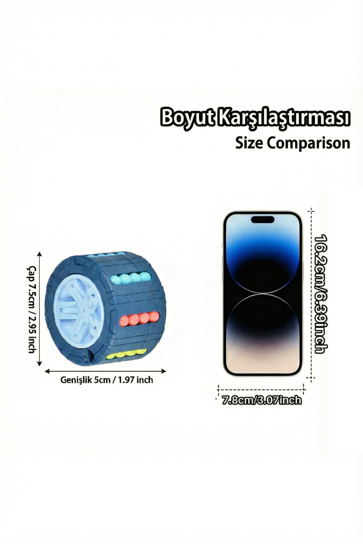 BBSKY 3D Silindir Küp Oyuncak, Dönen Stres Küpü, Boncuk Bulmaca, Zeka Oyunu, Kız-Erkek Hediye fotoğrafı 3 (önizleme)