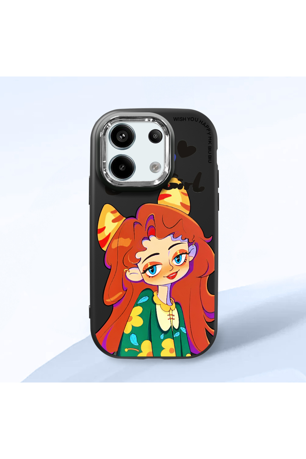 Redmi Note 13 Pro 5G Compatible Black Soft Silicone Phone Case with Camera Protection pretty girl Pattern