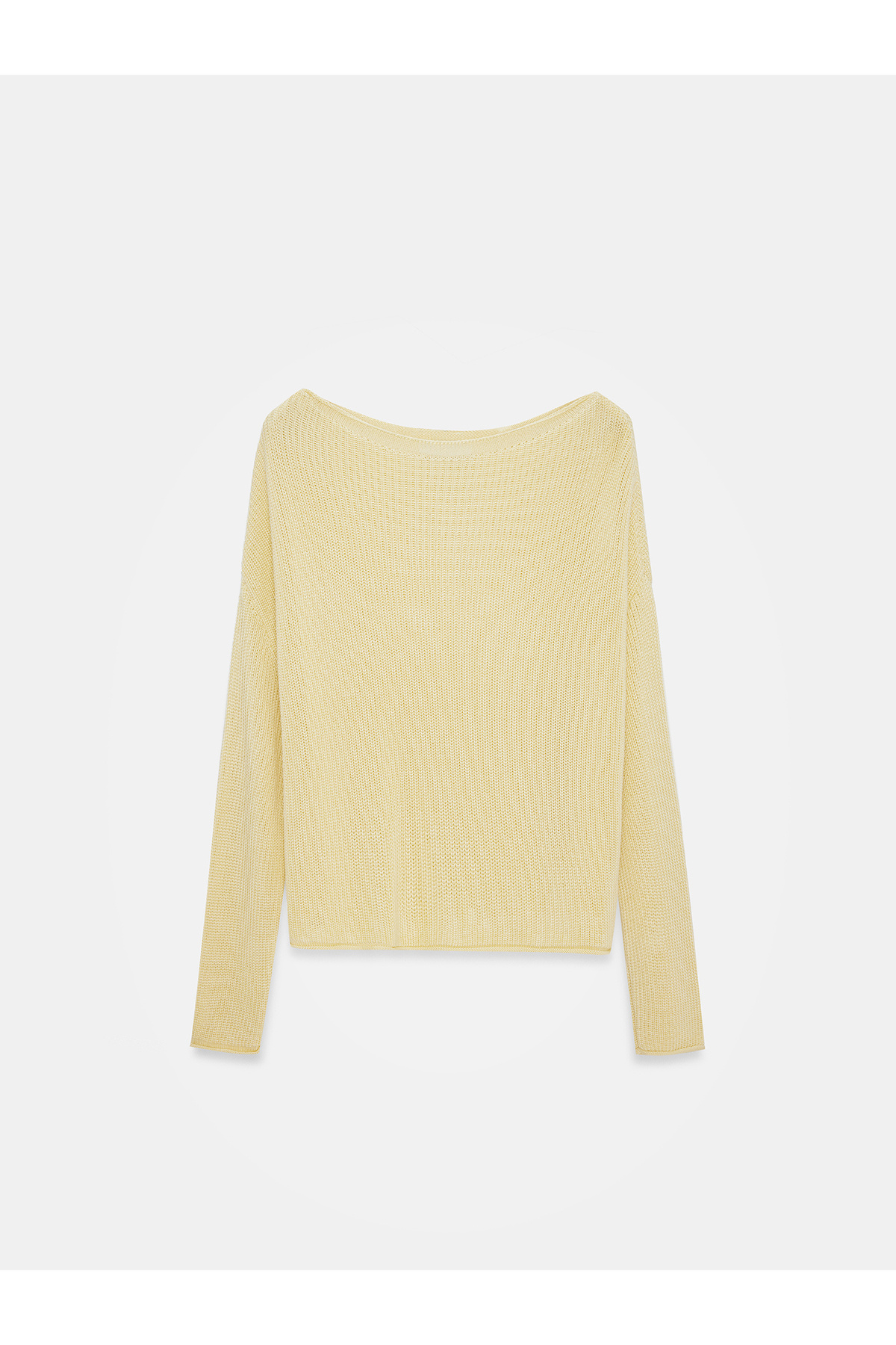 Dilvin  10804 Kayık Yaka Dökümlü Kazak-Açık Sarı - Görsel 6