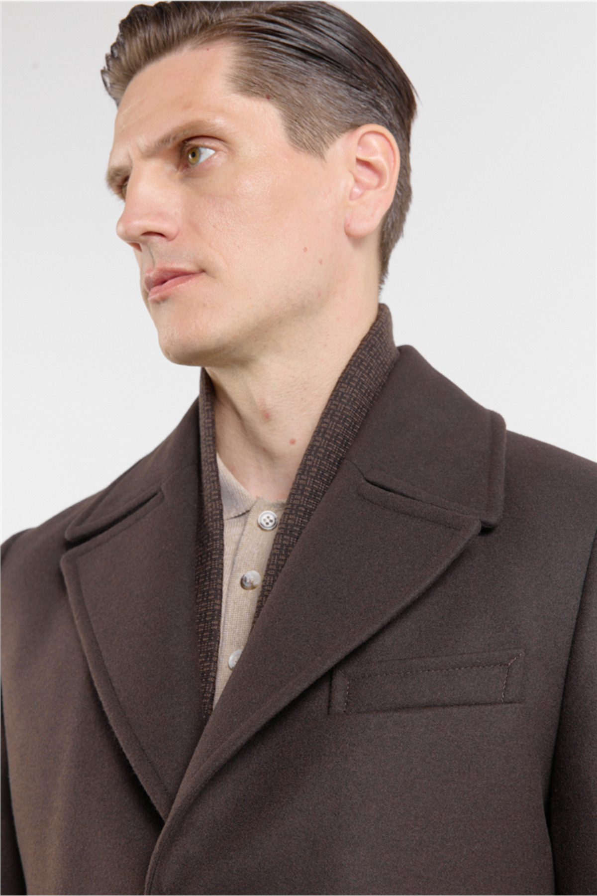 İmza  Kahverengi Mono Yaka Yan Cep Comfort Fit Esnek Kaşe Kaban 1008255260 - Görsel 4