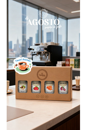 AGOSTO Fındık-Çilek-Tuzlu Karamel-Frambuaz 120 ml Kahve Şurubu Seti
