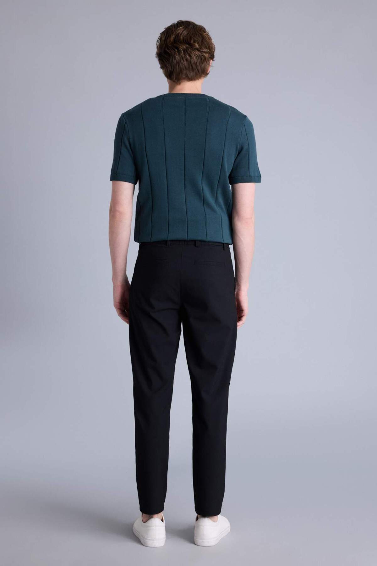 DeFacto Tailored Fit Elastik Bağlamalı Bel Dokuma Pantolon H3112AX26SP görsel 5