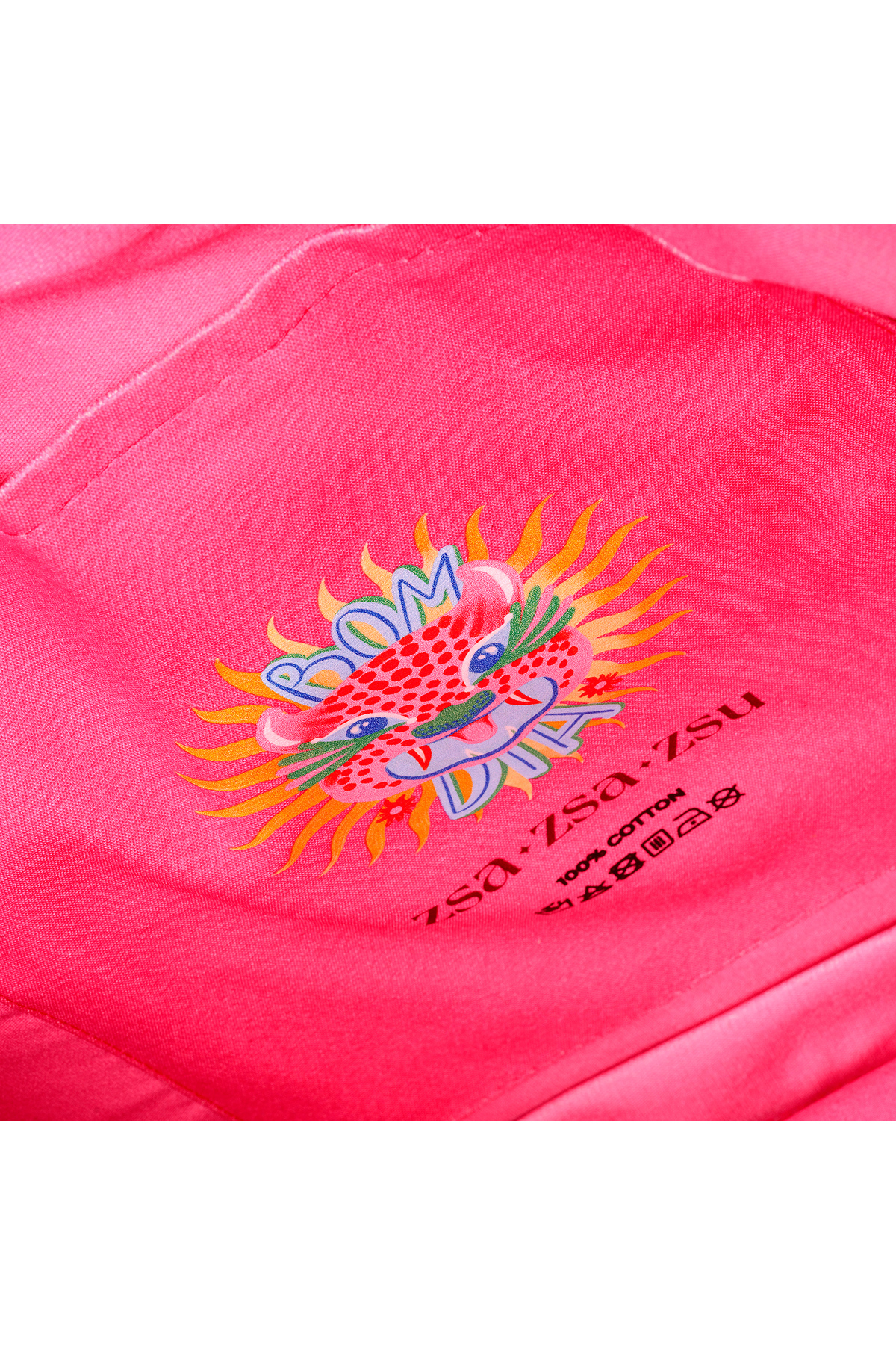 Zsa Zsa Zsu  Marmara Dijital Baskılı Pamuk Omuz Çantası 40x40 Cm Pembe - Görsel 4