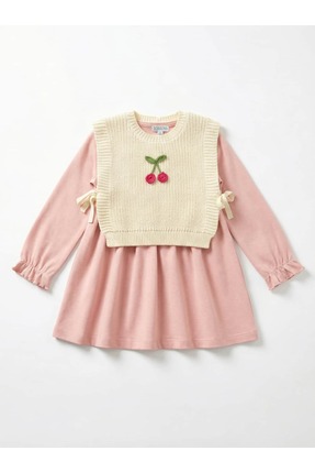 Joriens Little Kirazcı Kız Triko Süveterli Elbise 2 Parça