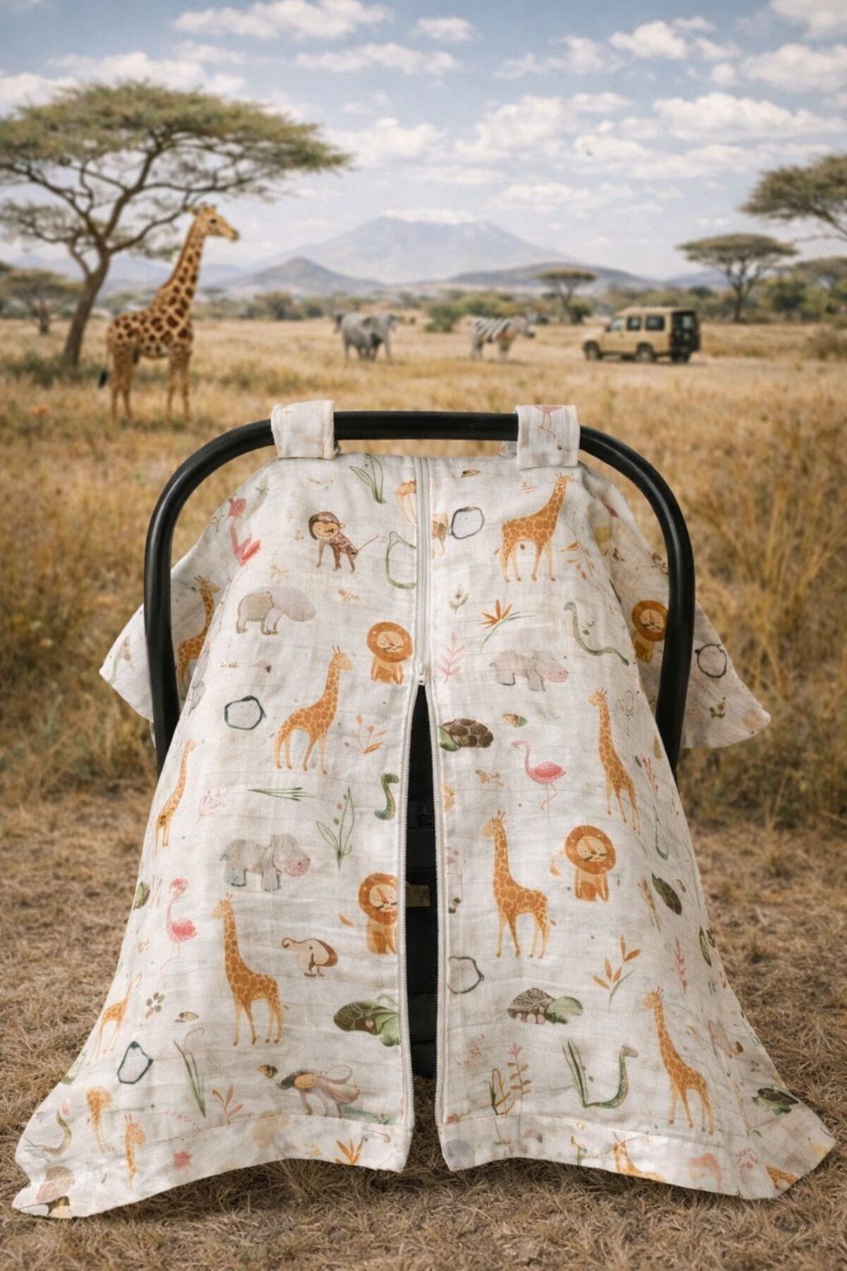 Pico Baby Müslin Bebek Puset Örtüsü / Fermuarlı ve Desenli / %100 Pamuk fotoğrafı 2 (önizleme)