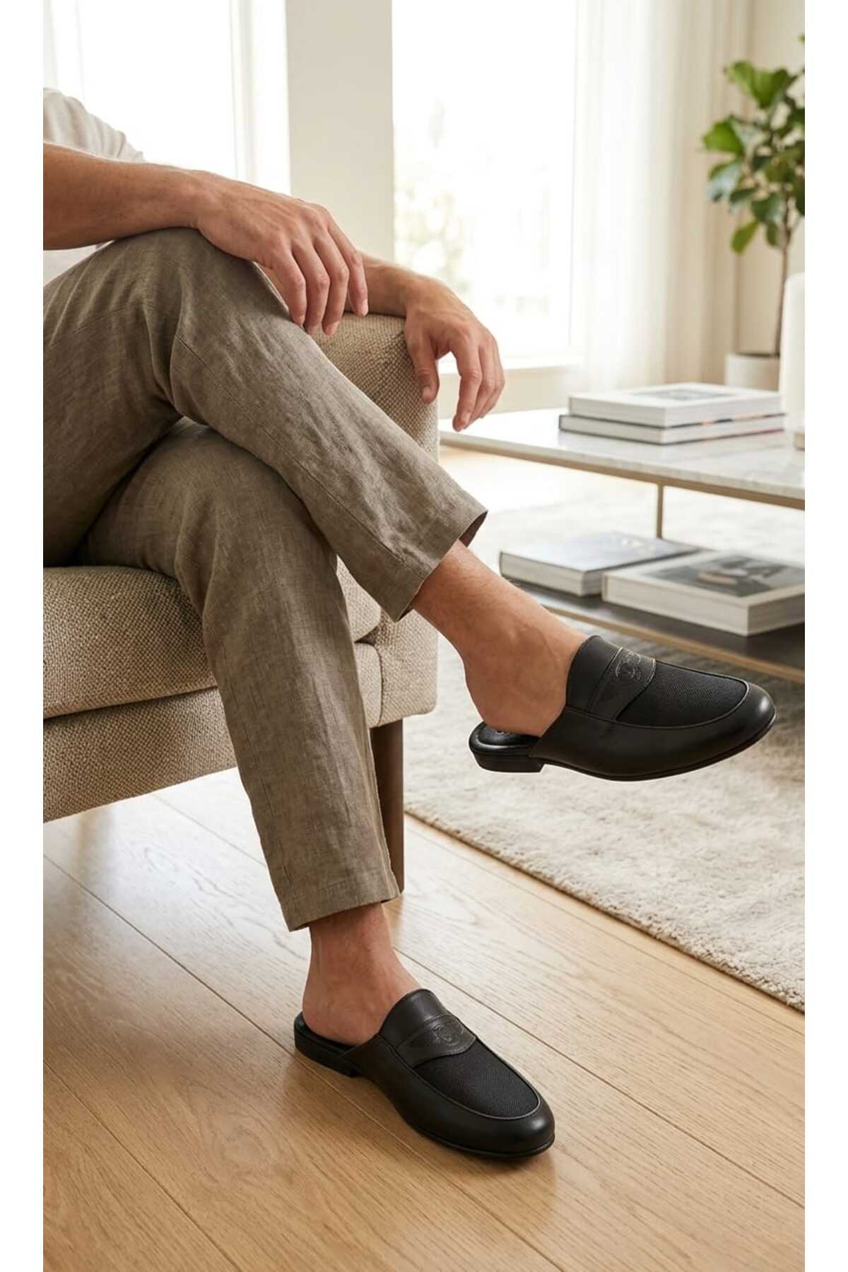 w white stars sports & wear  Armalı Deri Terlik pc-289 ceyizlik ev comfort taban baba genç damat terligi hakiki deri... - Görsel 2