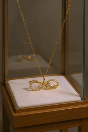 ank tasarım anka mücevherat 925 AYAR GÜMÜŞ SONSUZLUK BAŞAK KADIN KOLYE (gold)