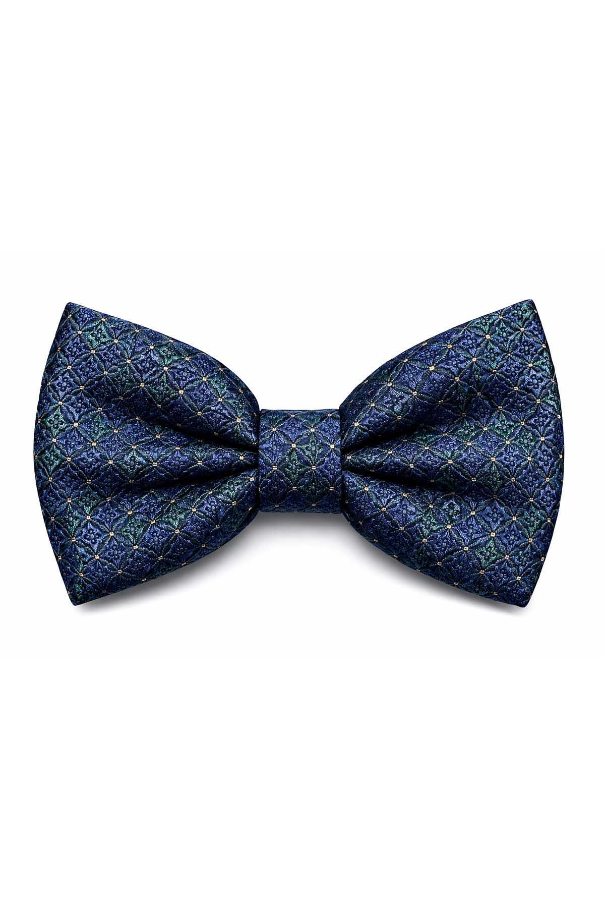 Kravatkolik Yeşil - Lacivert Motif Desen Papyon P2031 görsel 2