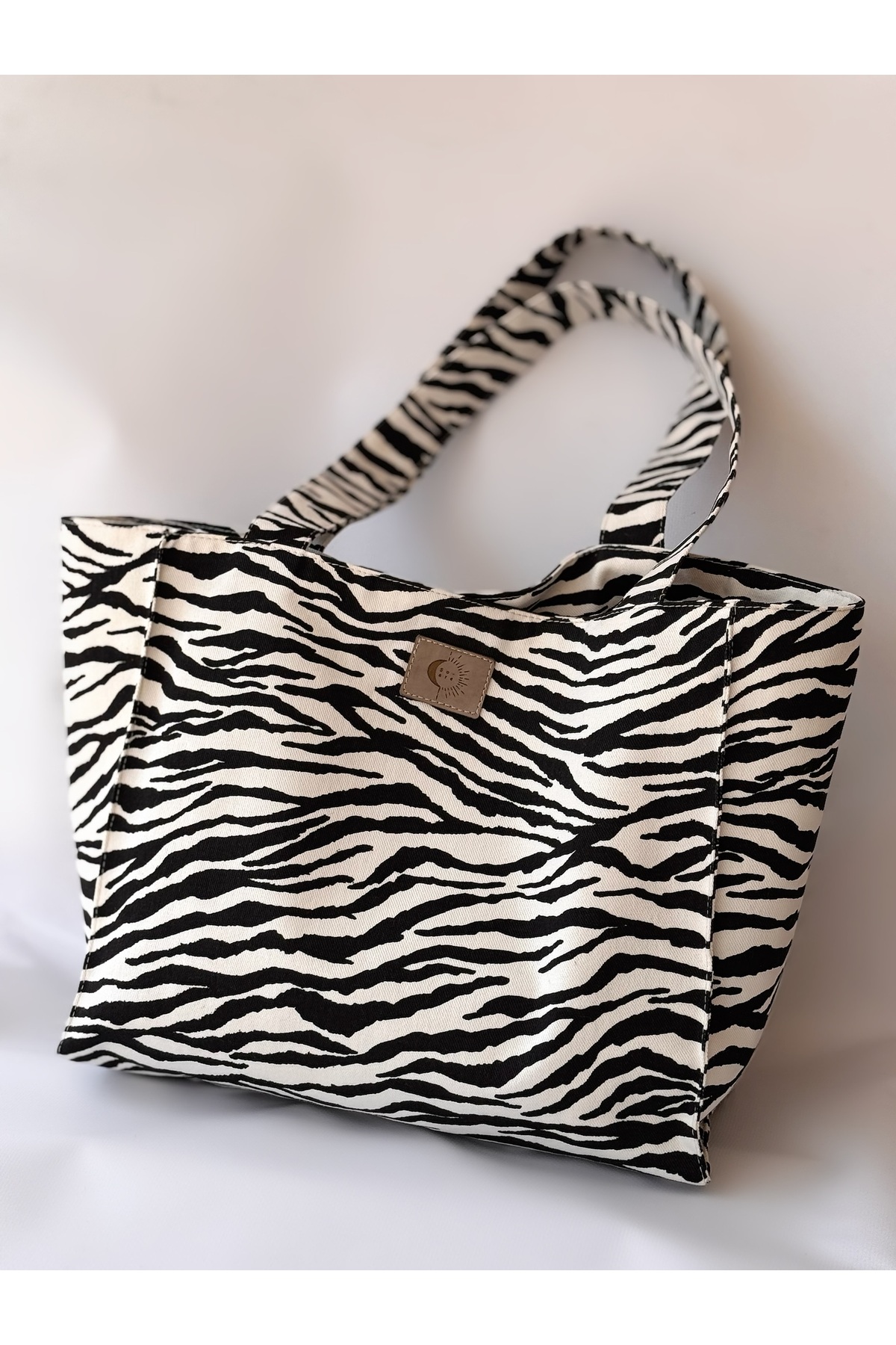 soare shop Zebra desenli kanvas omuz çantası