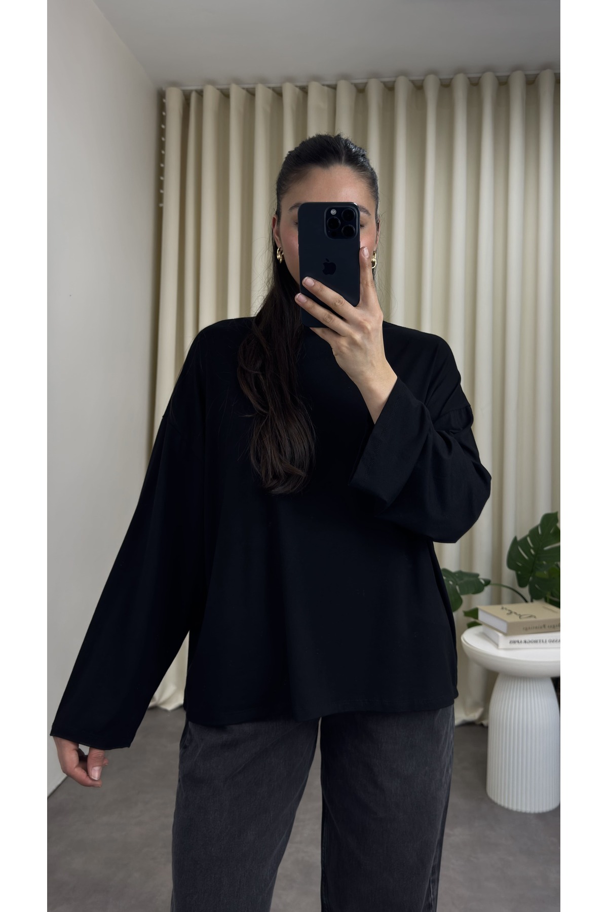 YOUR NAME  Dik Yaka Oversize Dökümlü Bluz - Görsel 2