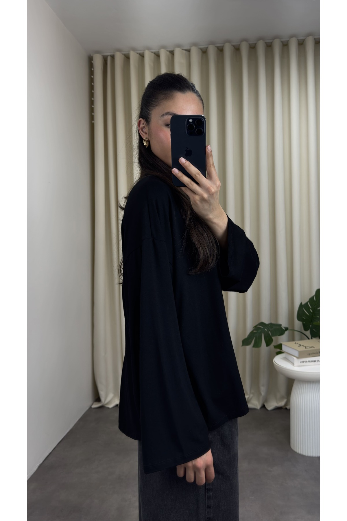 YOUR NAME  Dik Yaka Oversize Dökümlü Bluz - Görsel 4