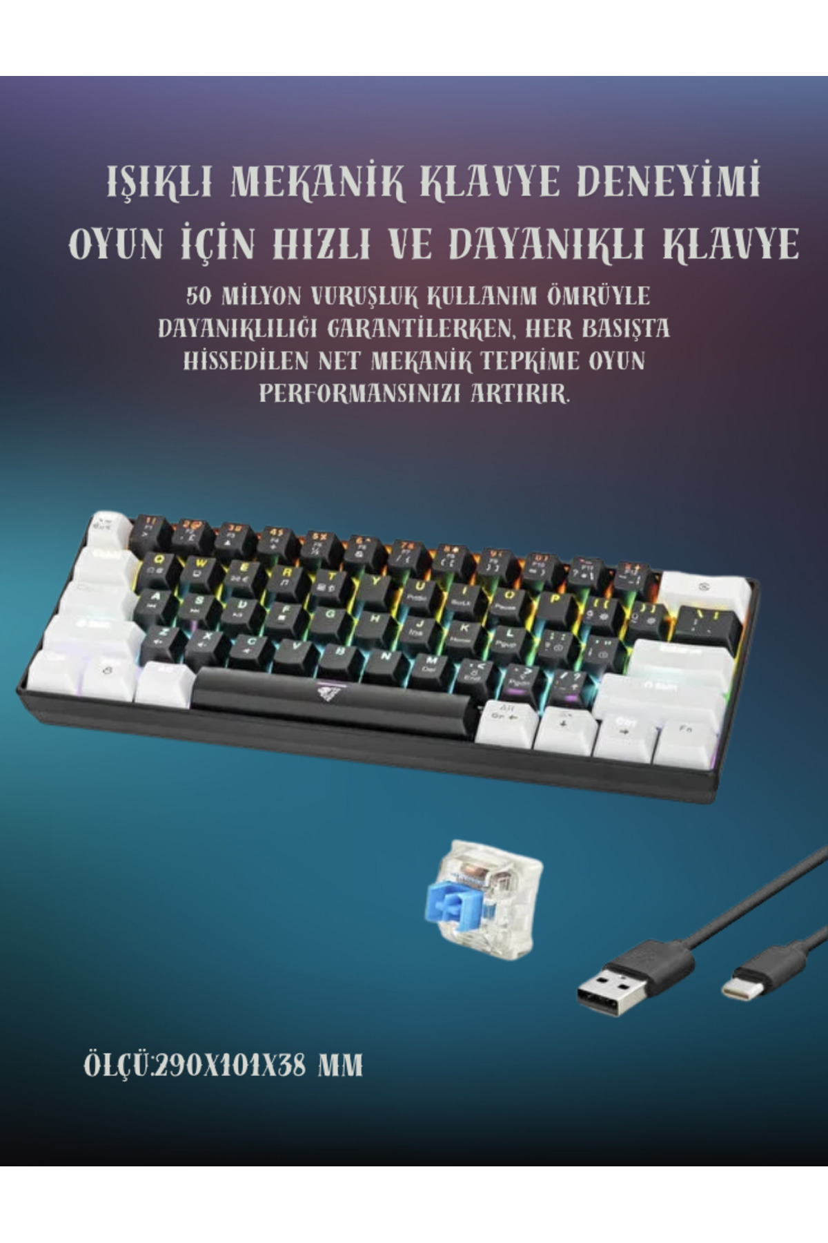 SOULS MOCURAPPER 170-105g CLASS マイワシ Kerasus Mofan MF1701BW Siyah Beyaz Mekanik Gaming Klavye Blue