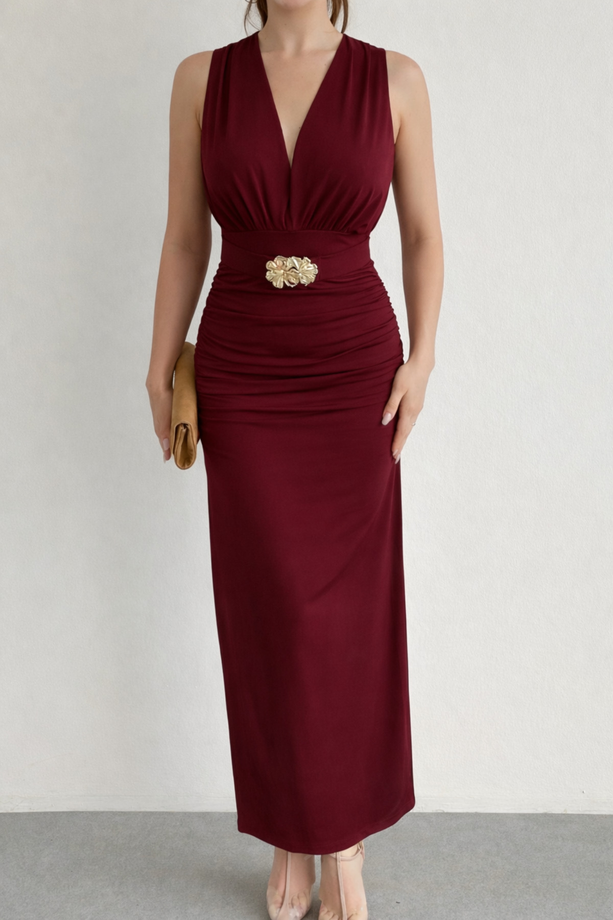 Nika Fashion  Kemerli Vatka Detay Elbise - Görsel 2