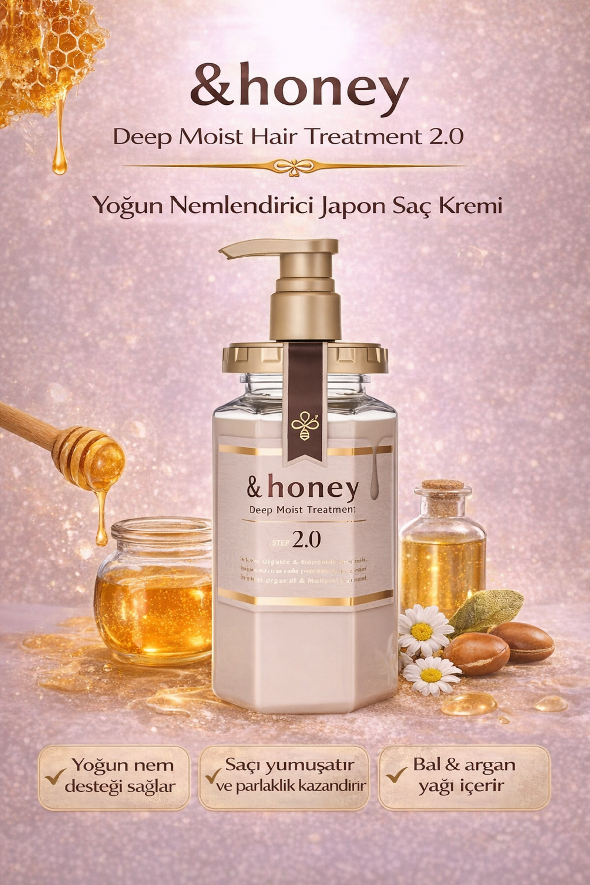 Deep Moist Hair Treatment 2.0 Saç Bakım Kremi 445 g | Yoğun Nemlendirici Saç Kremi — HONEY-DM-TREAT-20 — تصویر 2 از 5