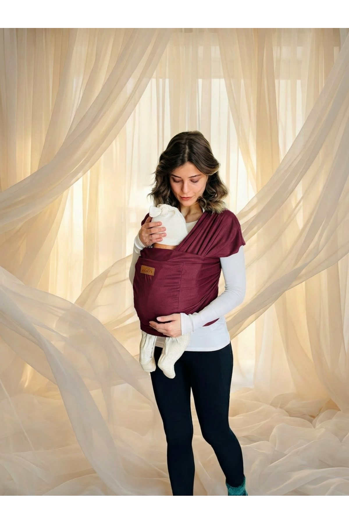 kubbe Yeni Nesil Ergonomik Bebek Taşıma Şalı - Ön Cepli Taşıma Torbalı Esnek Sling - İnce Ve Hafif fotoğrafı 3 (önizleme)