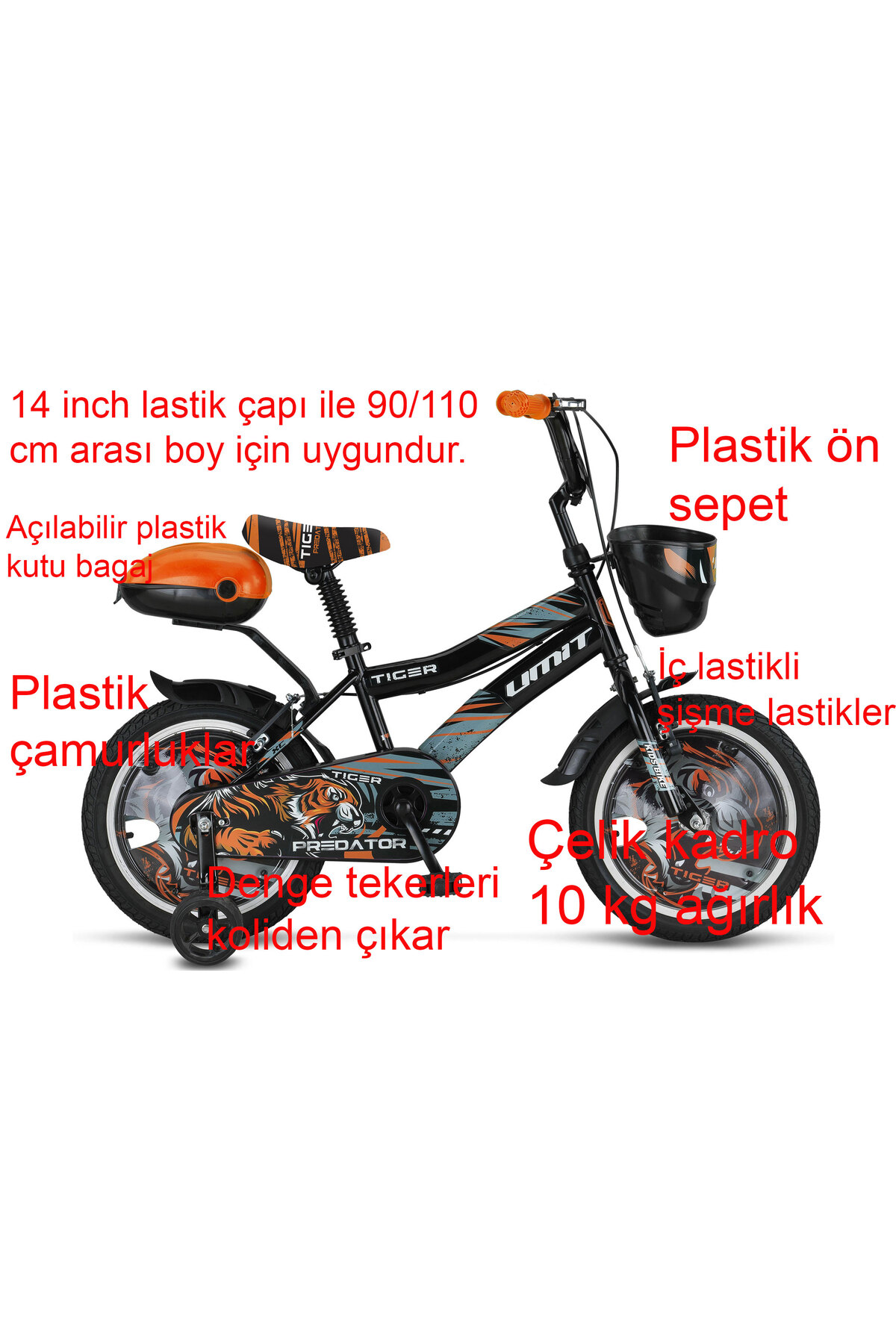 みみー Ümit Tiger 14 Jant Erkek Çocuk Bisikleti 1445 (90-110 cm arası boy