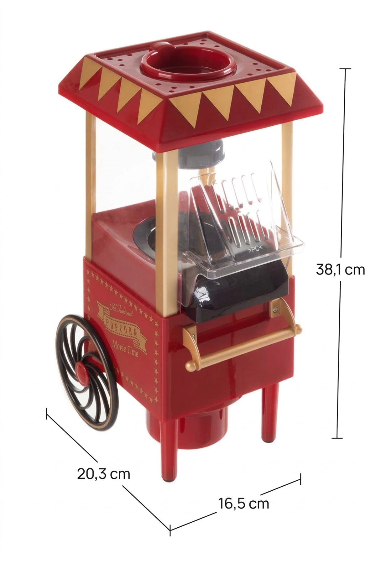 Retro Tasarım Yağsız Sıcak Hava Mısır Patlatma Makinesi - 1200W Hızlı Patlatma Kapasitesi