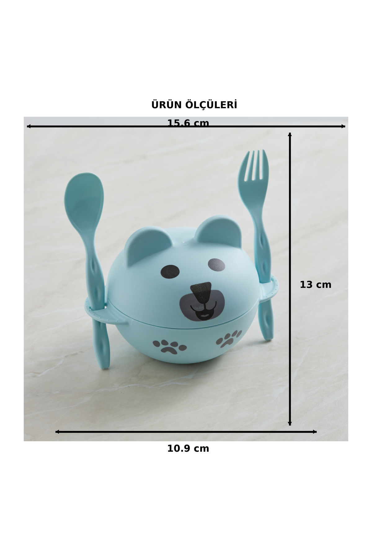 tinibud PP Bebek Mama Kasesi Kaşık Çatal Seti 258 ml Kırılmaz Dayanıklı 10.9x15.6x13 cm Sevimli Ayıcık fotoğrafı 6 (önizleme)