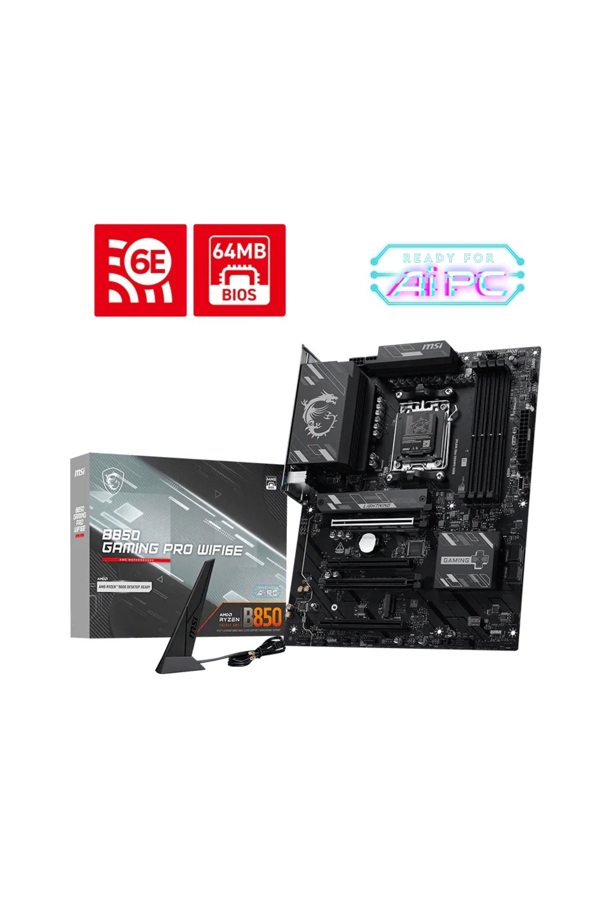 MSI B850 GAMING PRO WIFI6E AM5 DDR5 8200+ (Overclock) MHz ATX